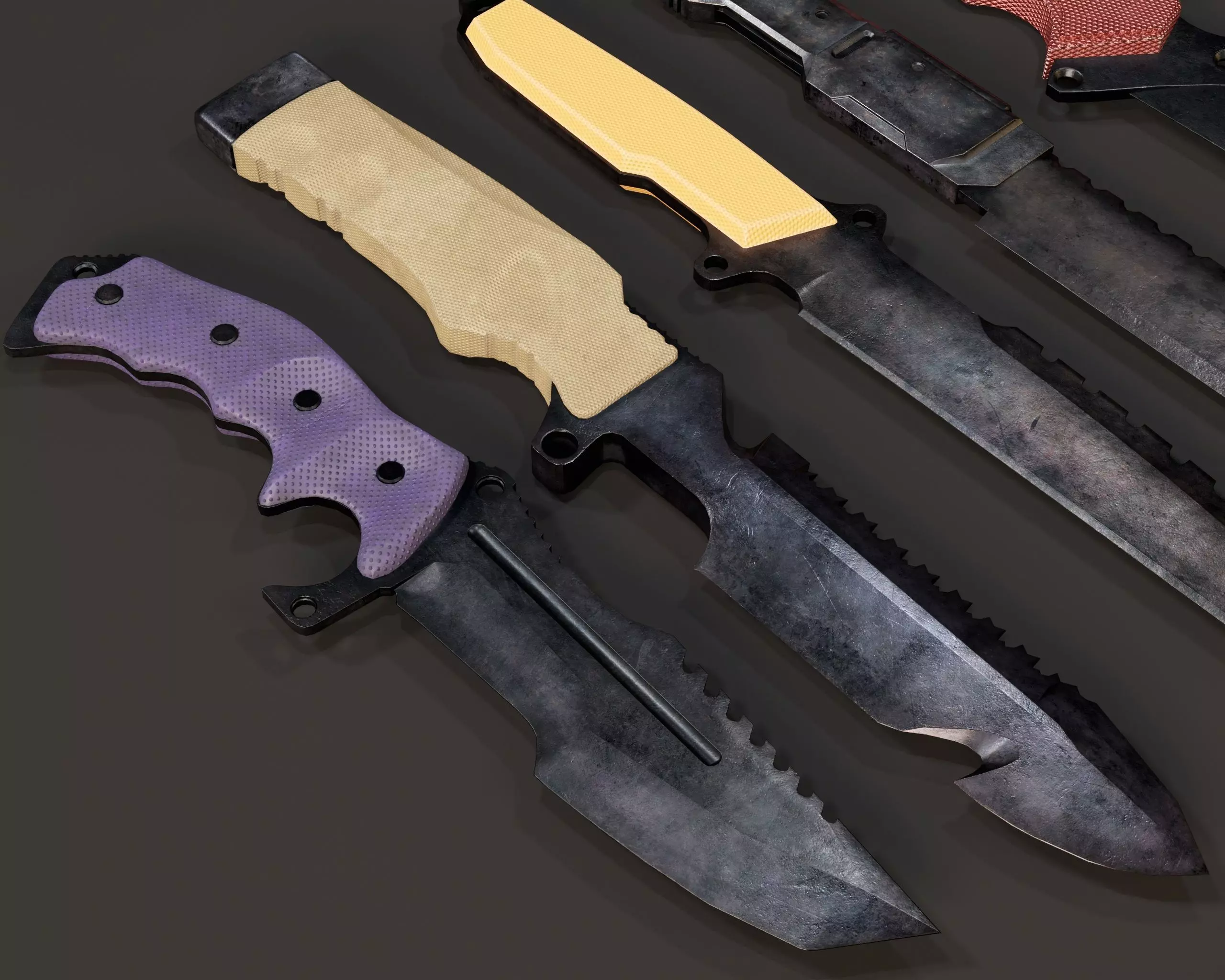 Tactical Knives Set 4 Low-poly 3D model_4