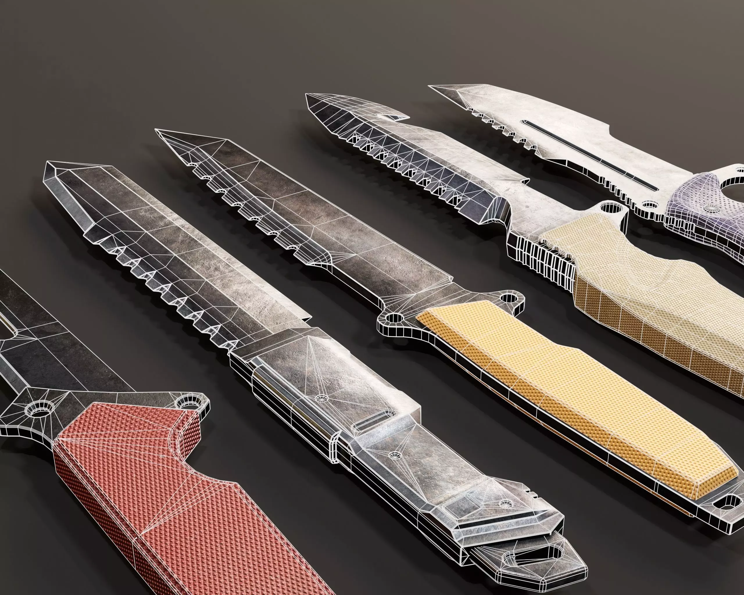 Tactical Knives Set 4 Low-poly 3D model_11