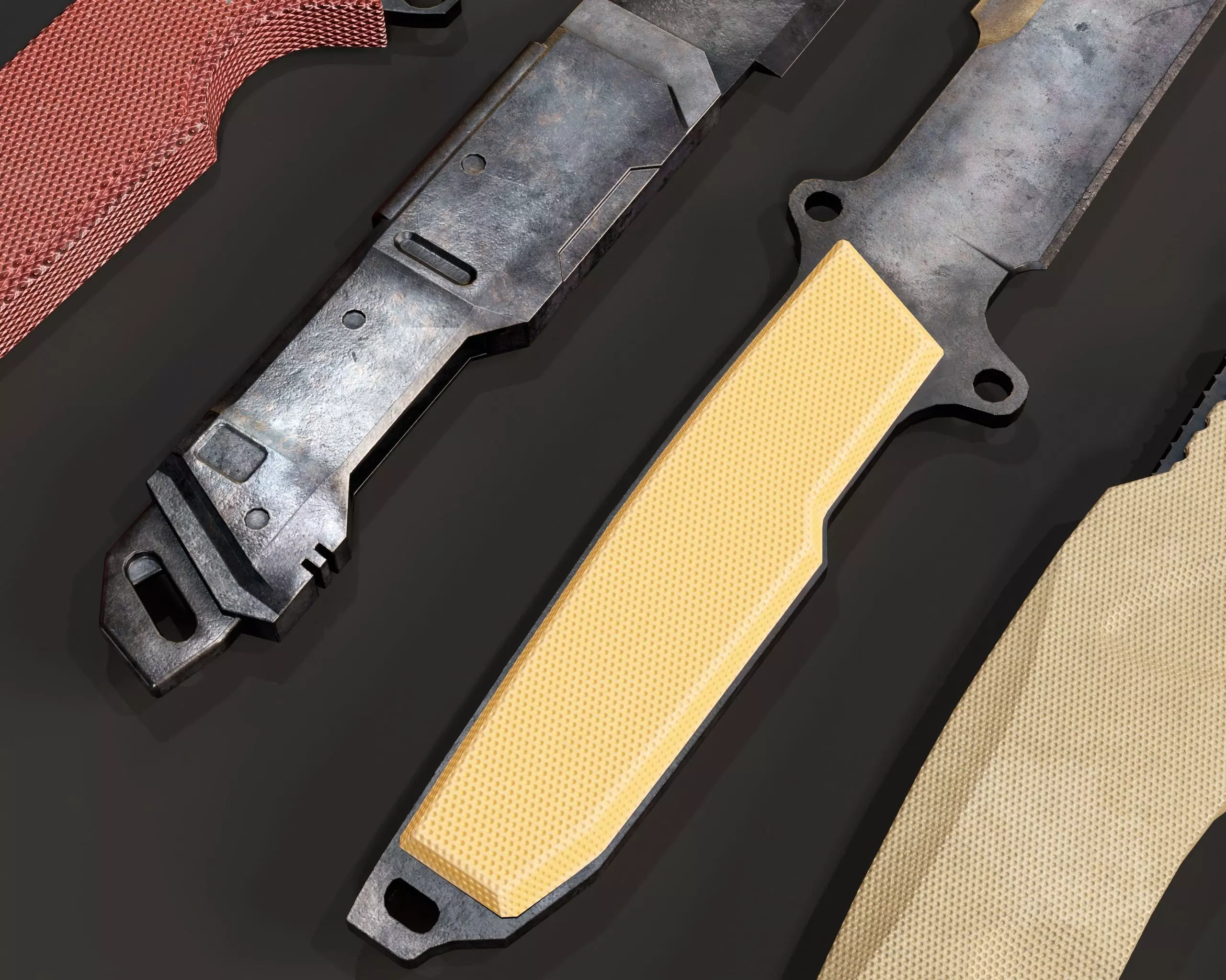 Tactical Knives Set 4 Low-poly 3D model_6