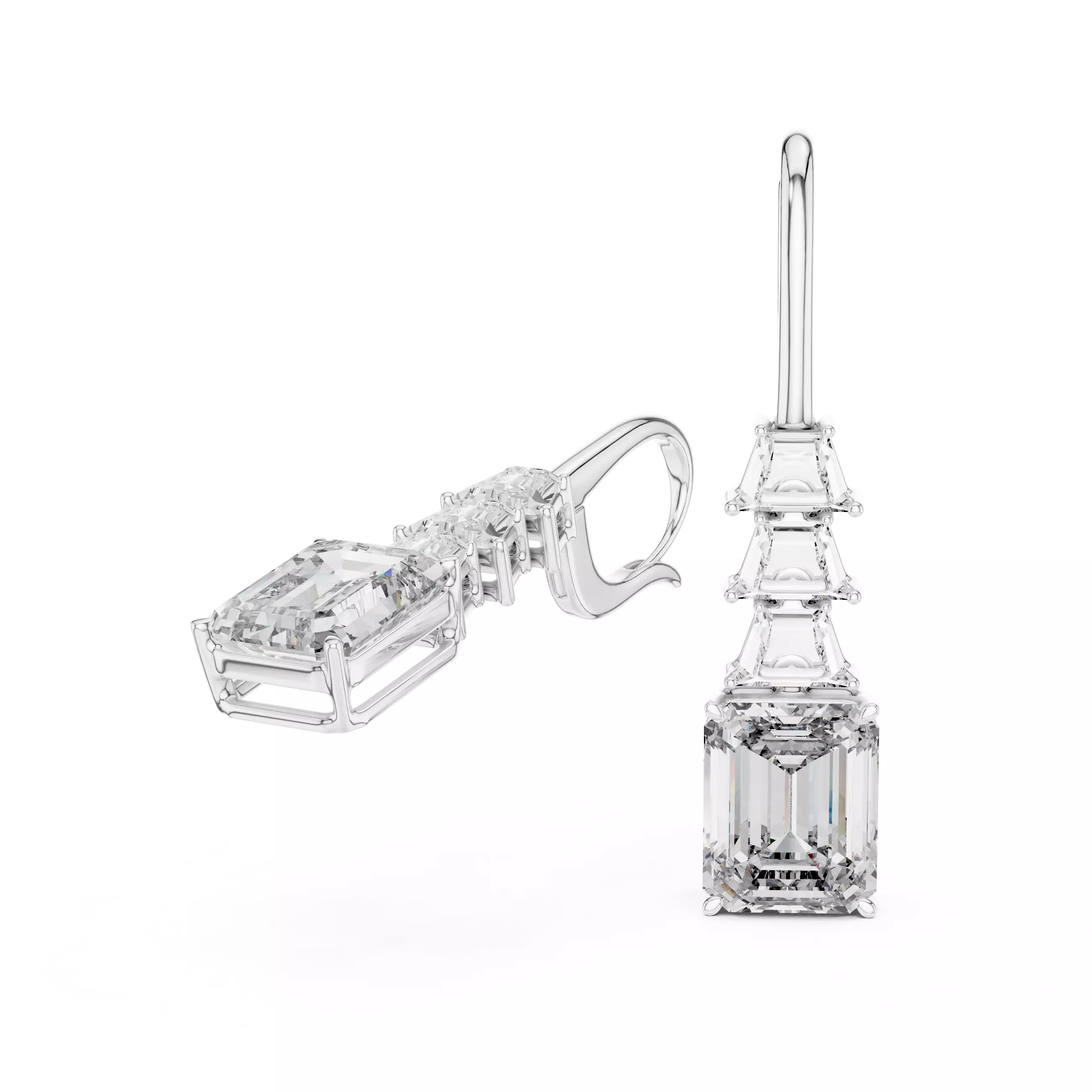 Diamond Hoop Drops Earrings 3dm stl renders animation videos 3D print model_6