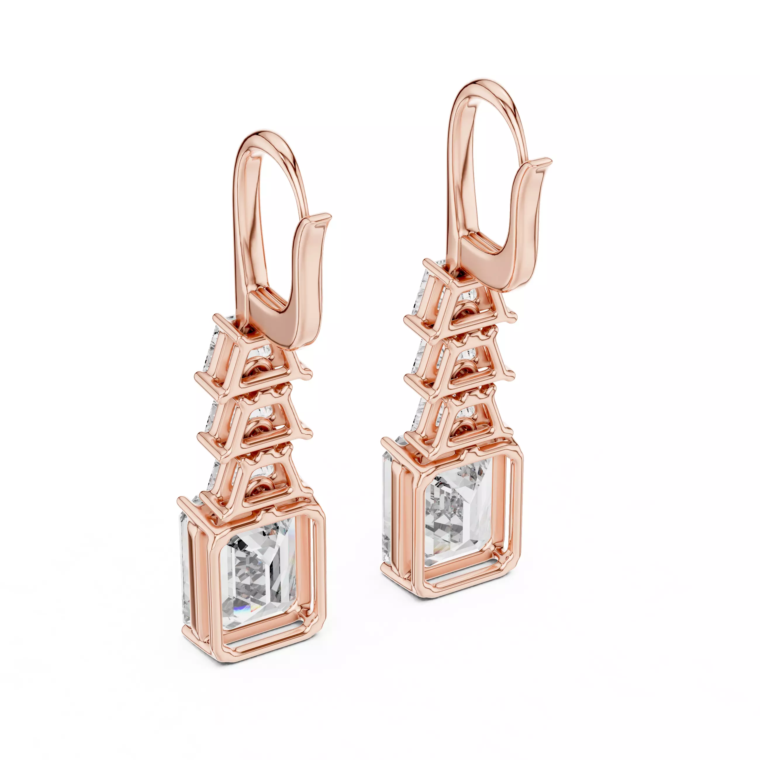 Diamond Hoop Drops Earrings 3dm stl renders animation videos 3D print model_4