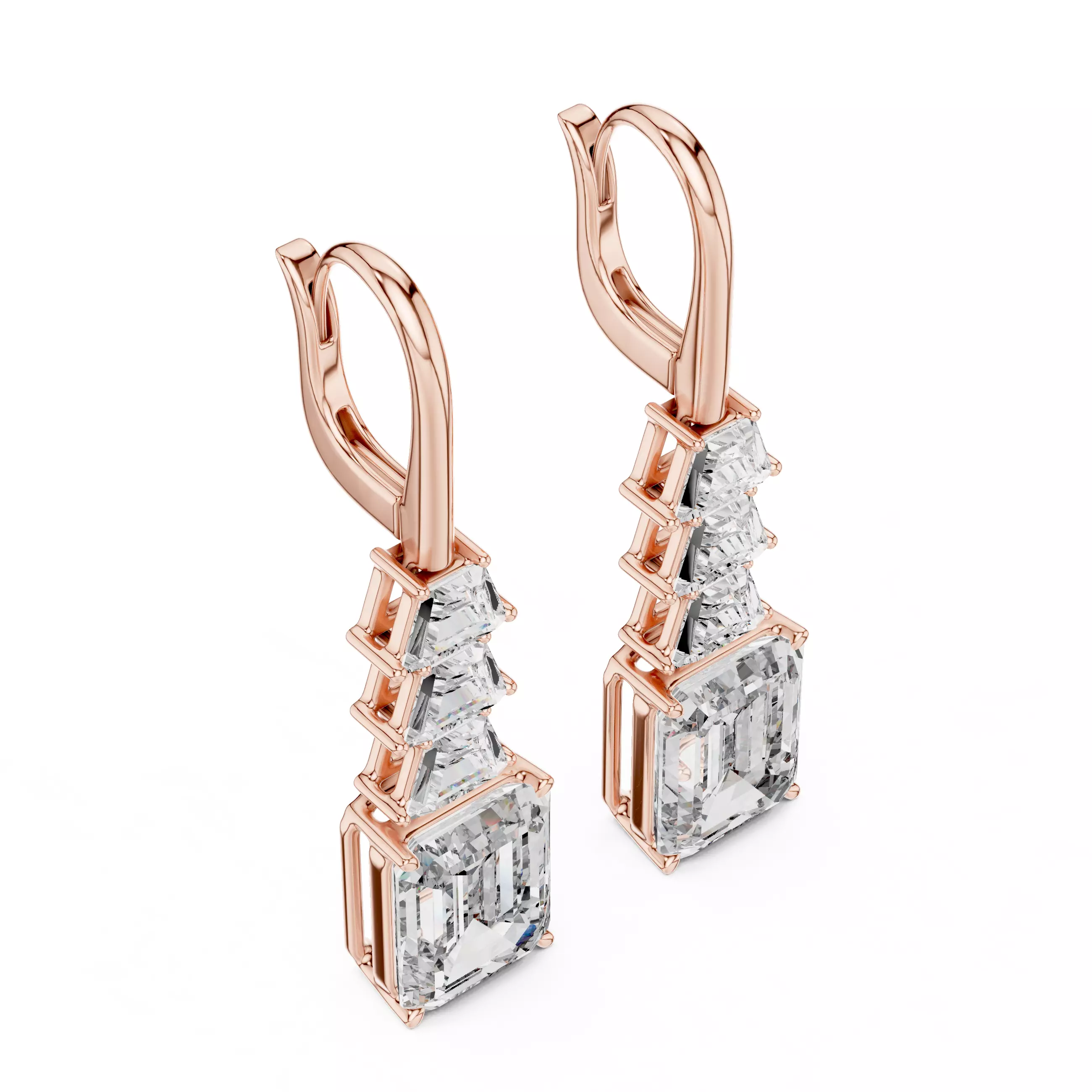 Diamond Hoop Drops Earrings 3dm stl renders animation videos 3D print model_3