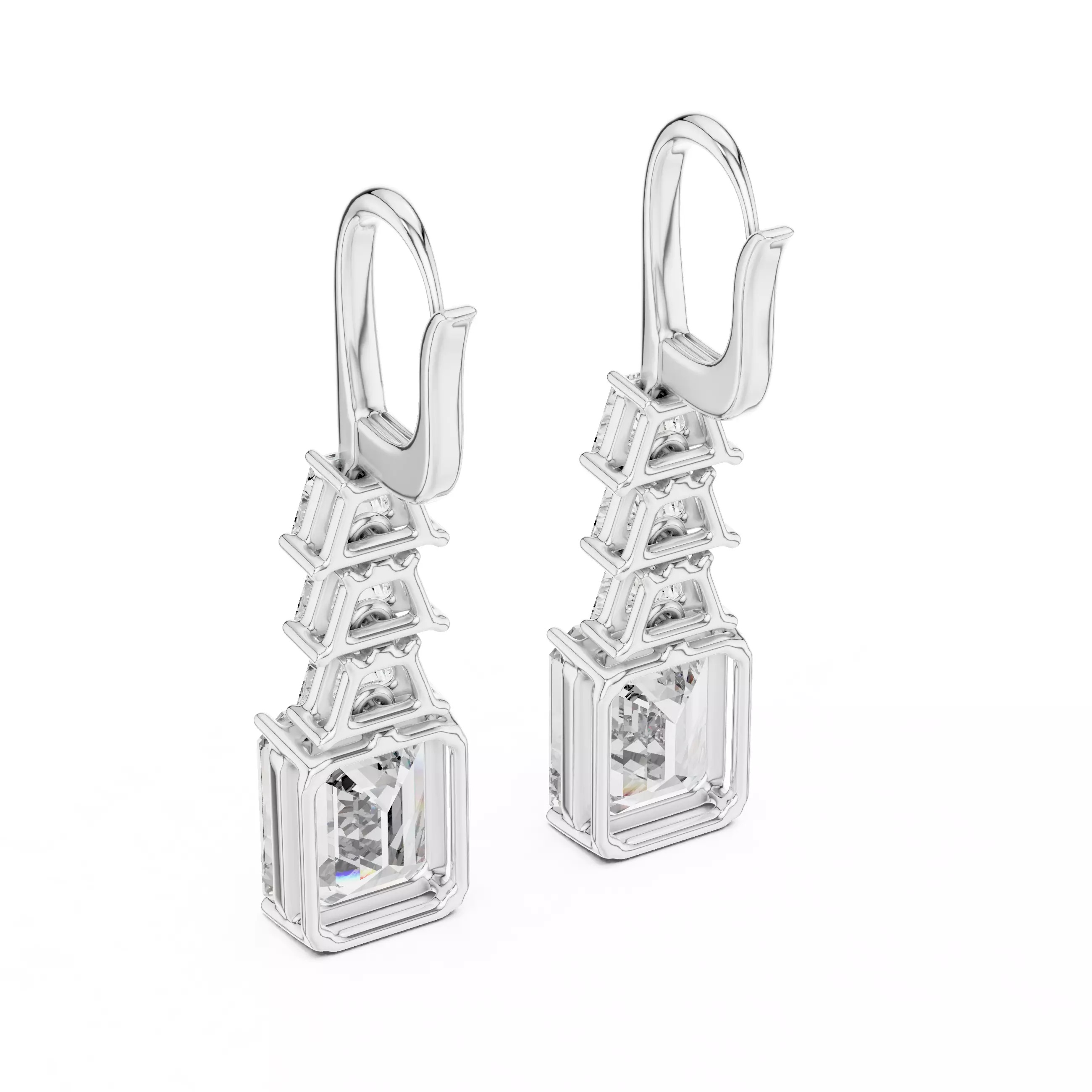 Diamond Hoop Drops Earrings 3dm stl renders animation videos 3D print model_8