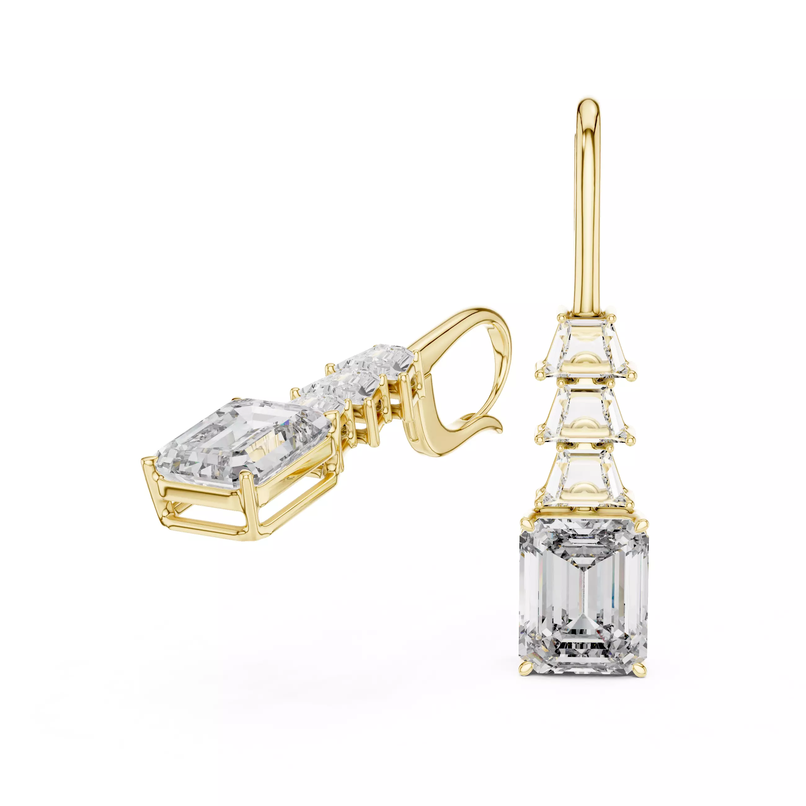 Diamond Hoop Drops Earrings 3dm stl renders animation videos 3D print model_10