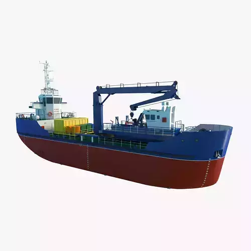 Salvage Cargo Ship with Skimmer Boat 3D model