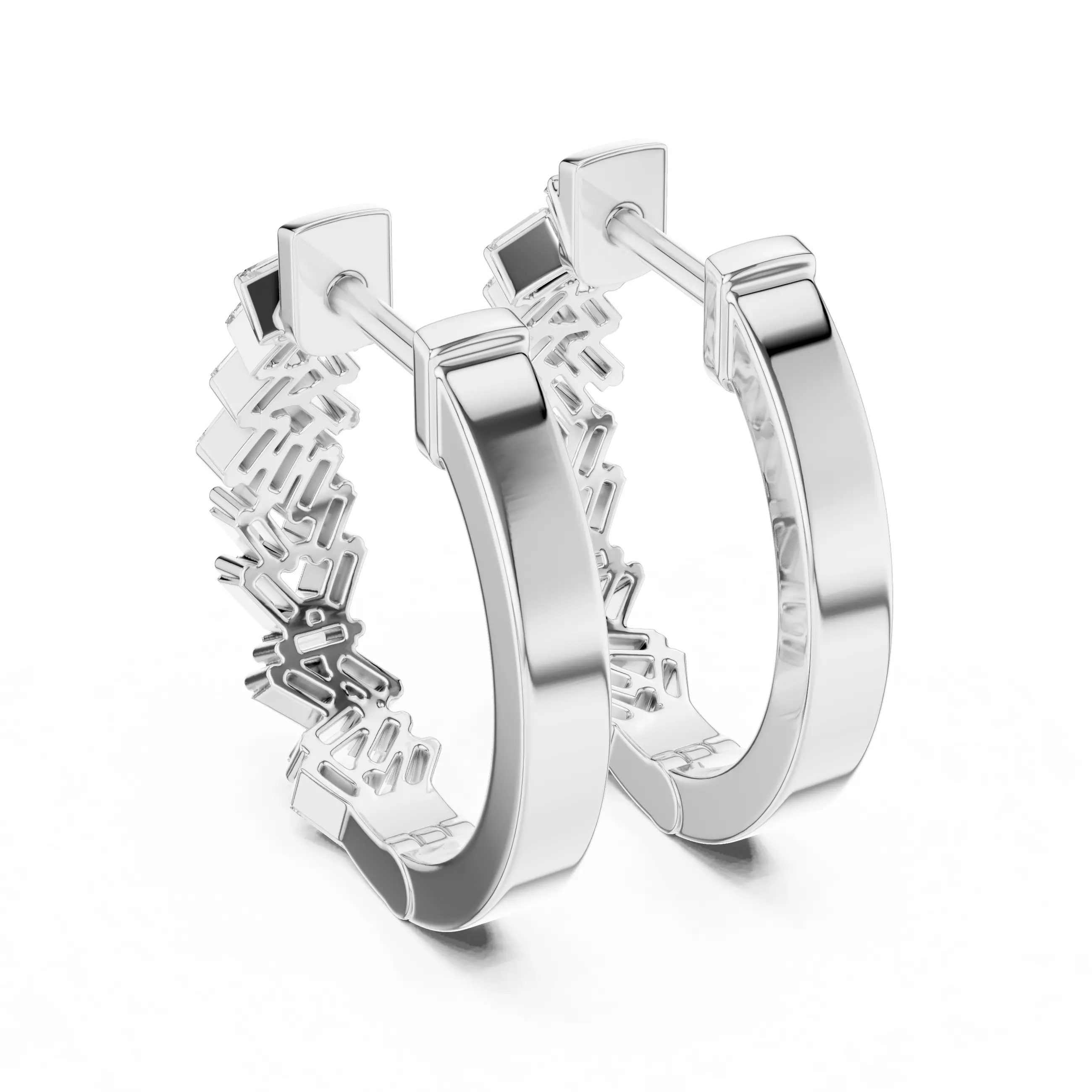 Diamond Hoops Earrings 3dm stl renders animation videos details 3D print model_8