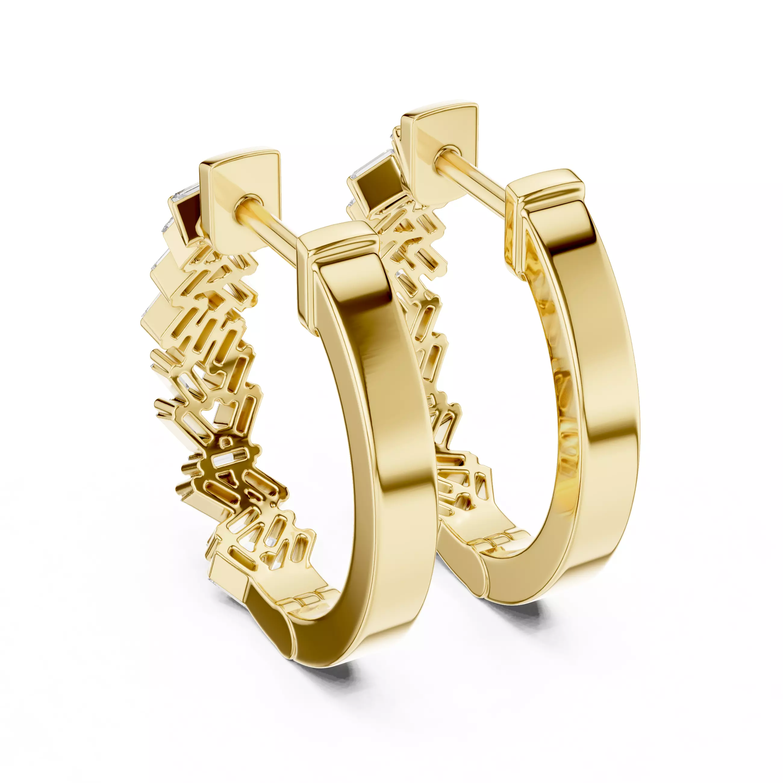 Diamond Hoops Earrings 3dm stl renders animation videos details 3D print model_12