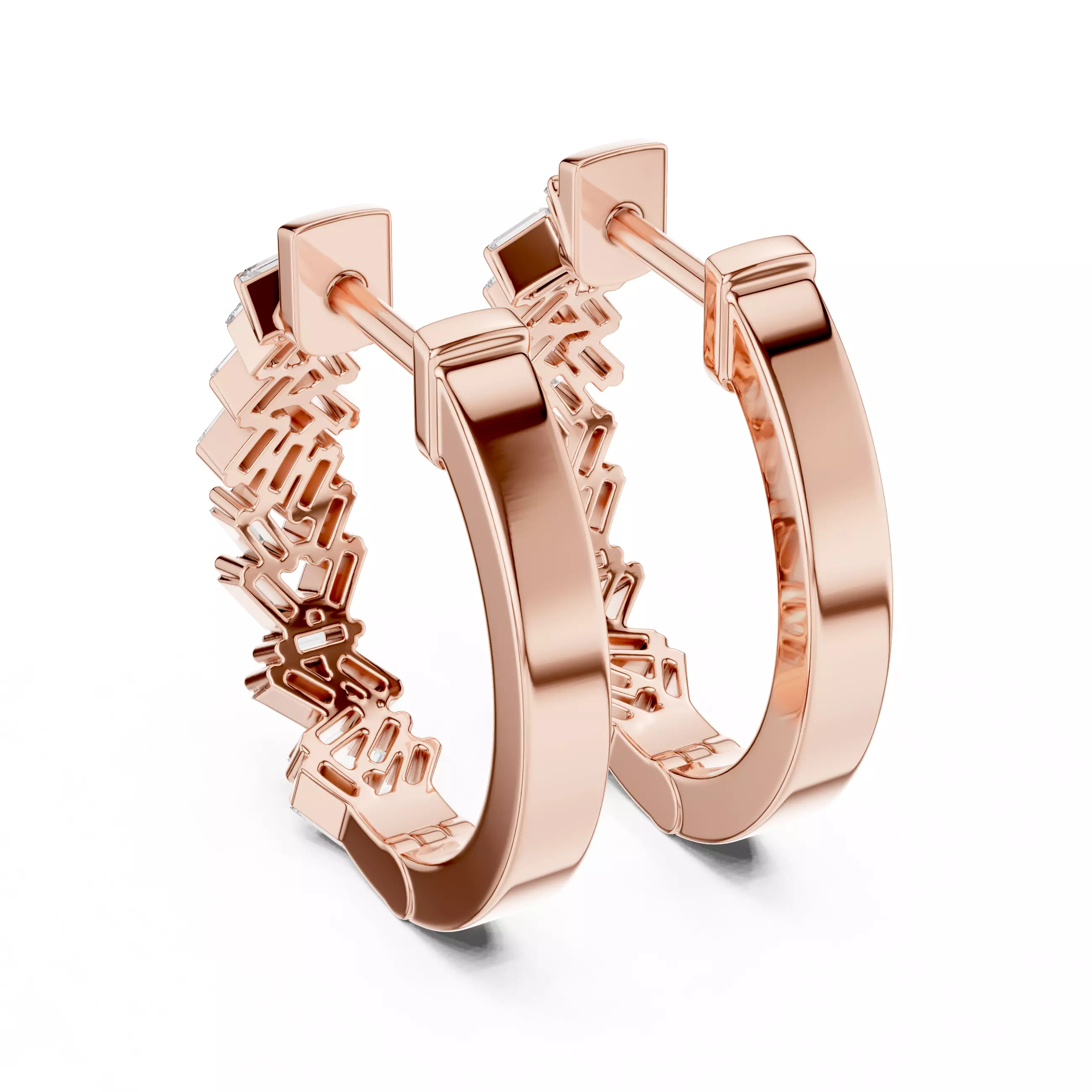 Diamond Hoops Earrings 3dm stl renders animation videos details 3D print model_4