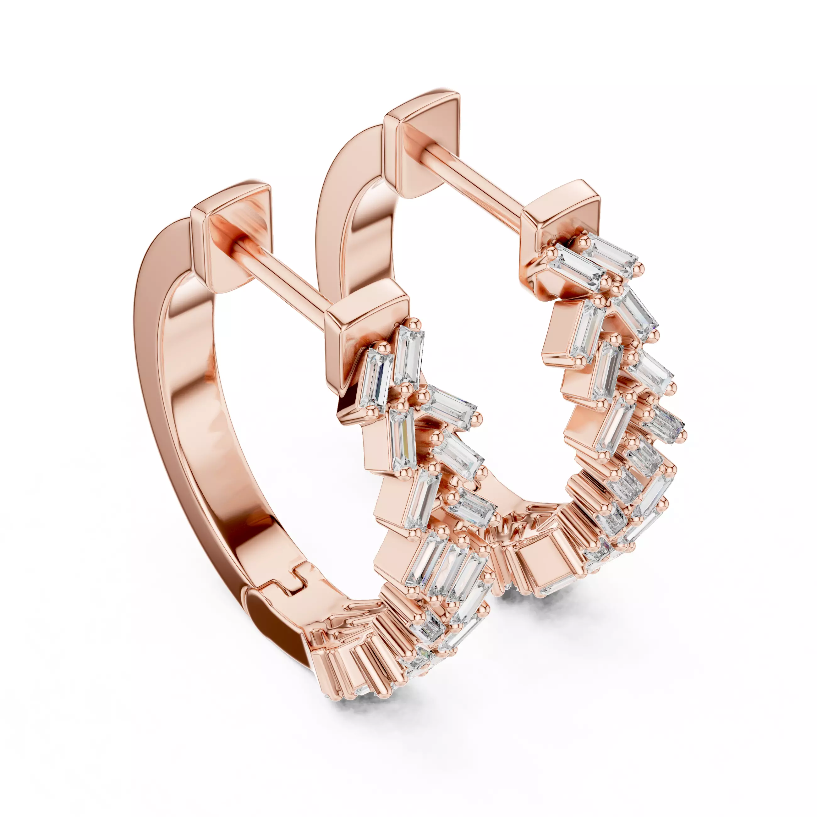 Diamond Hoops Earrings 3dm stl renders animation videos details 3D print model_3