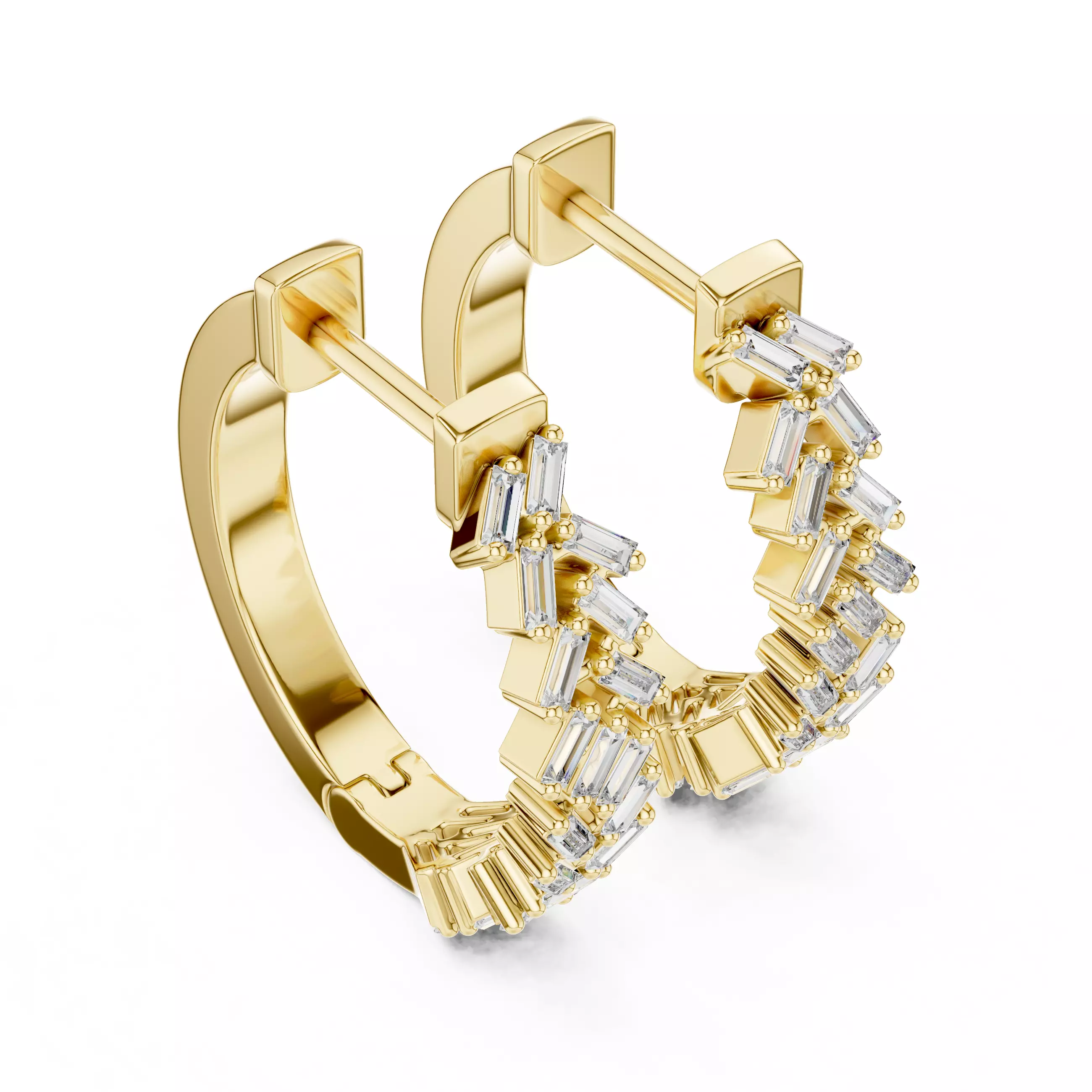 Diamond Hoops Earrings 3dm stl renders animation videos details 3D print model_11