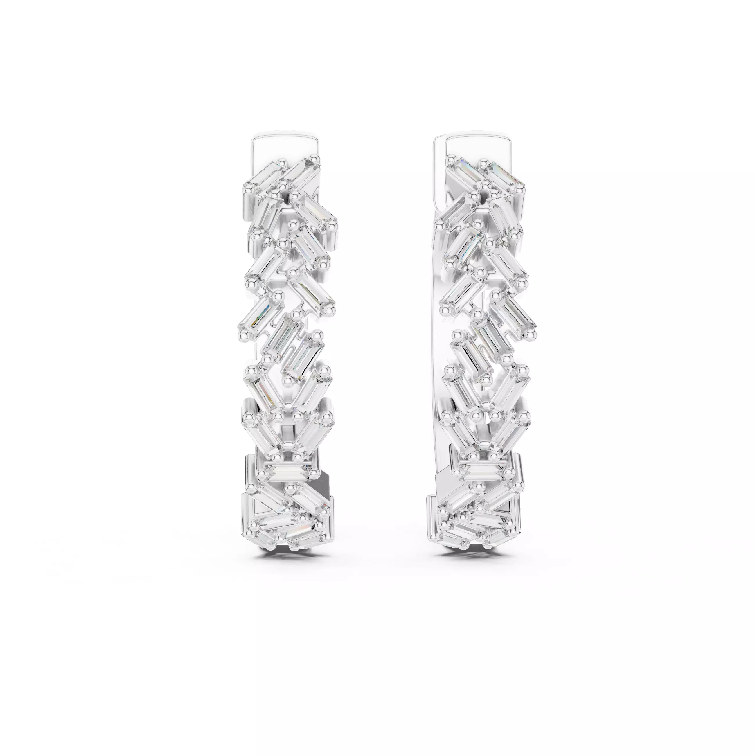 Diamond Hoops Earrings 3dm stl renders animation videos details 3D print model_9