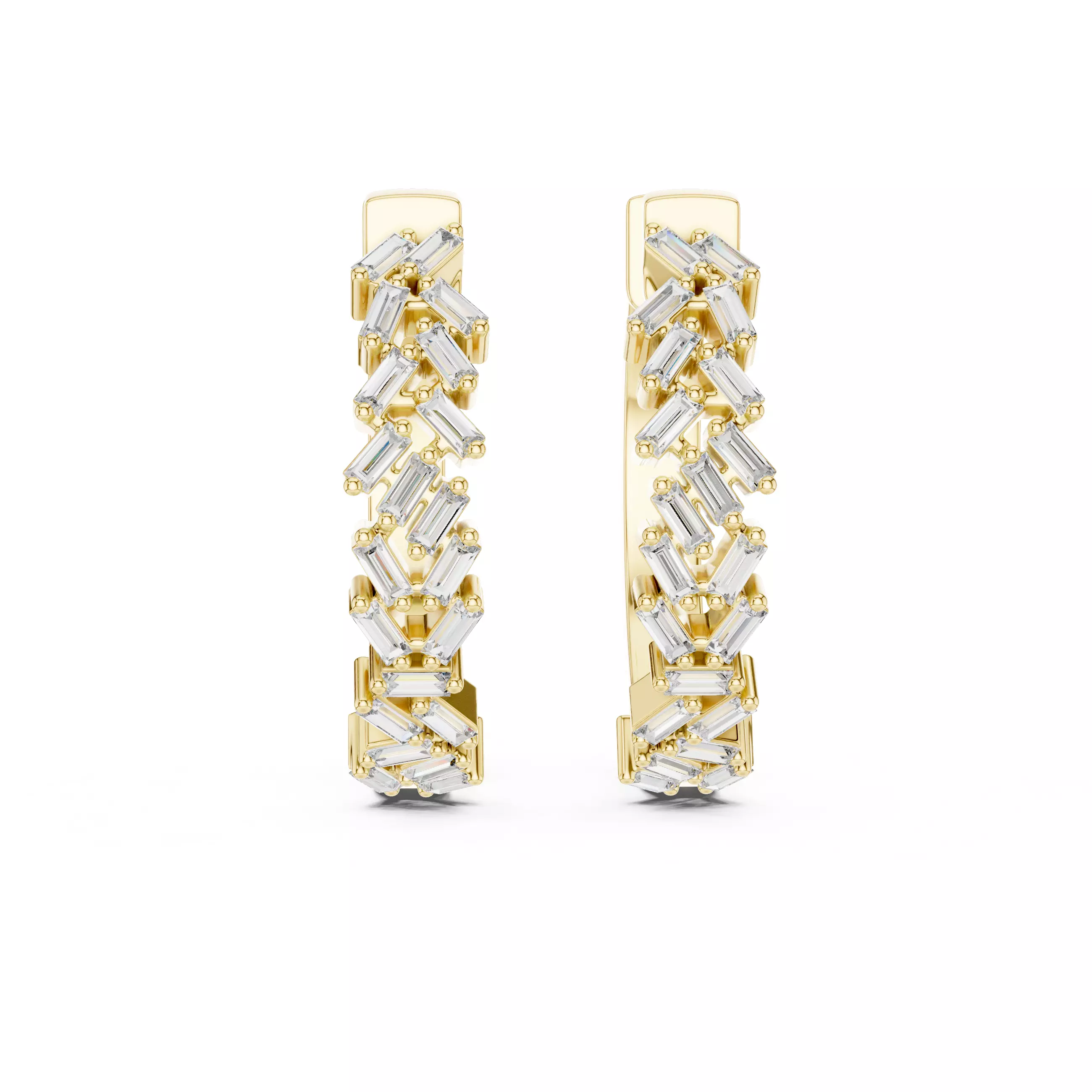 Diamond Hoops Earrings 3dm stl renders animation videos details 3D print model_13