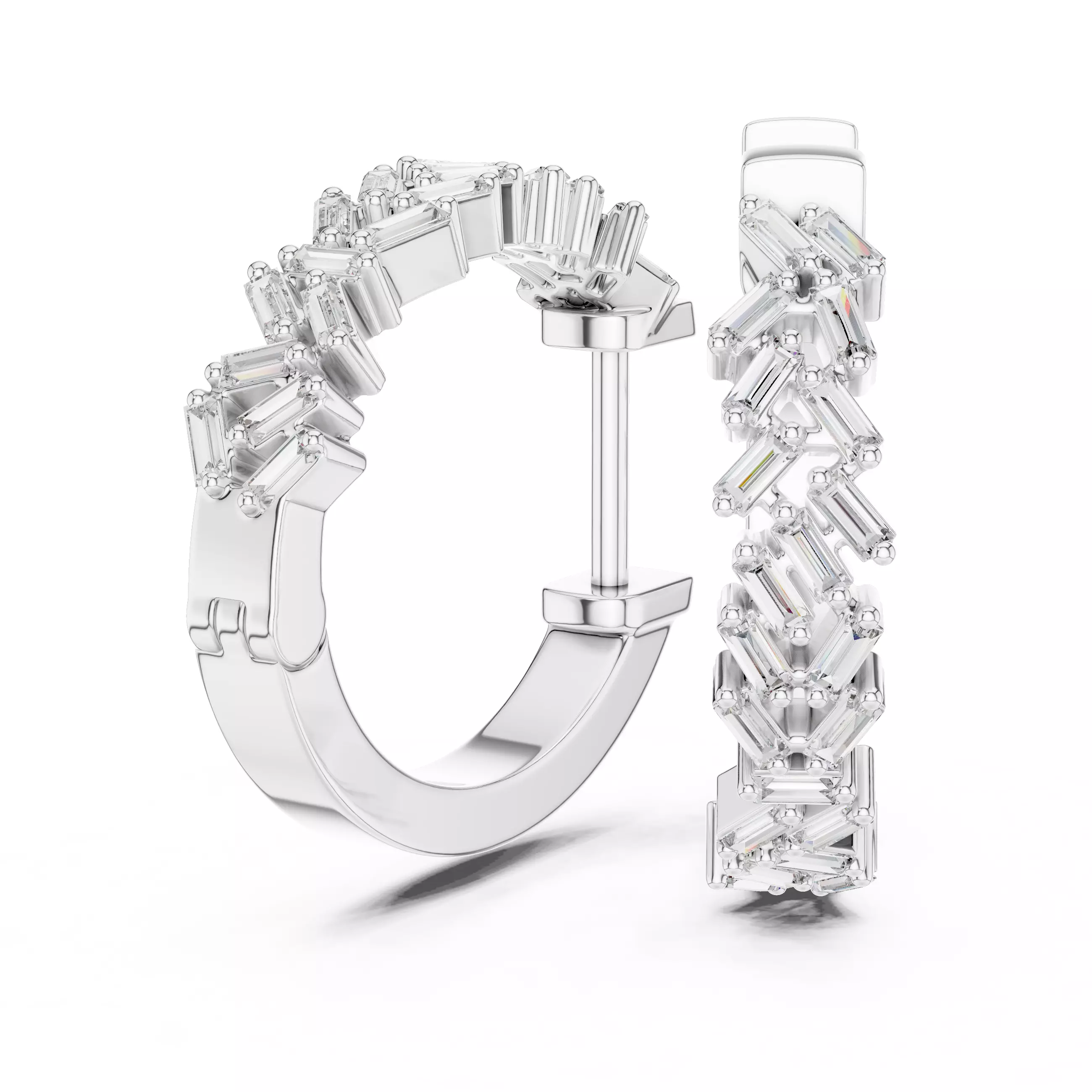 Diamond Hoops Earrings 3dm stl renders animation videos details 3D print model_6