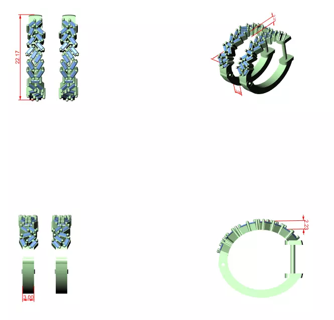 Diamond Hoops Earrings 3dm stl renders animation videos details 3D print model_1