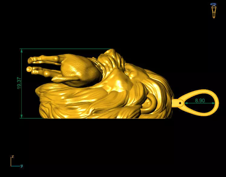 Lion Head  with prey Pendant 3D print model_3