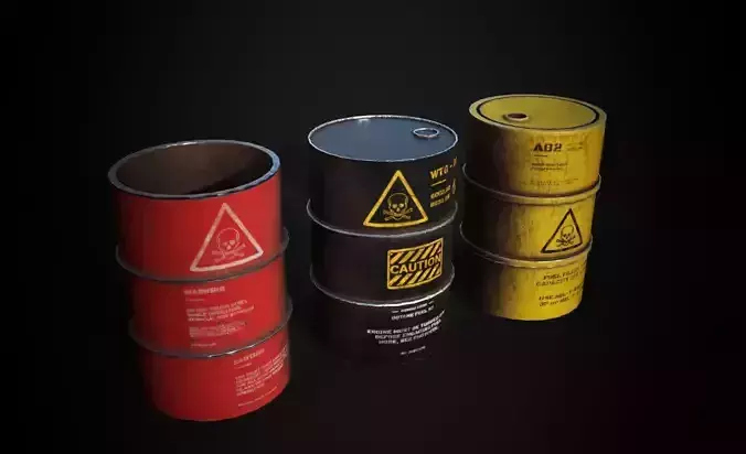 Low Poly Oil Barrel Pack AAA PBR Game Ready Unity  Unreal
