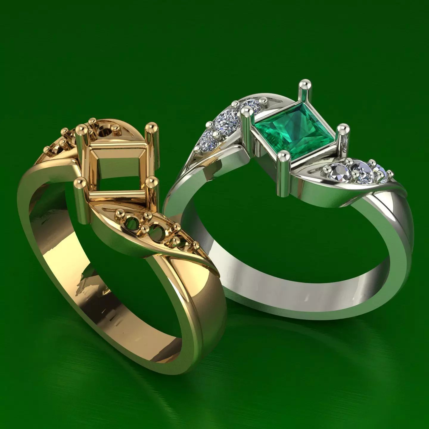 anillo piedra cuadrada 3D print model