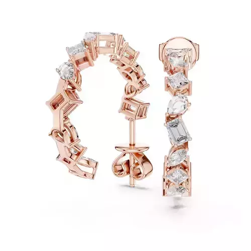 Diamond Hoops Earrings 3dm stl renders animation videos details 3D print model