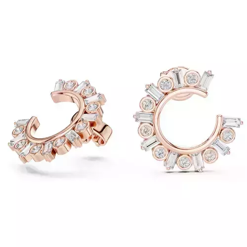 Moon Diamond Hoops Earrings 3dm stl renders animation videos