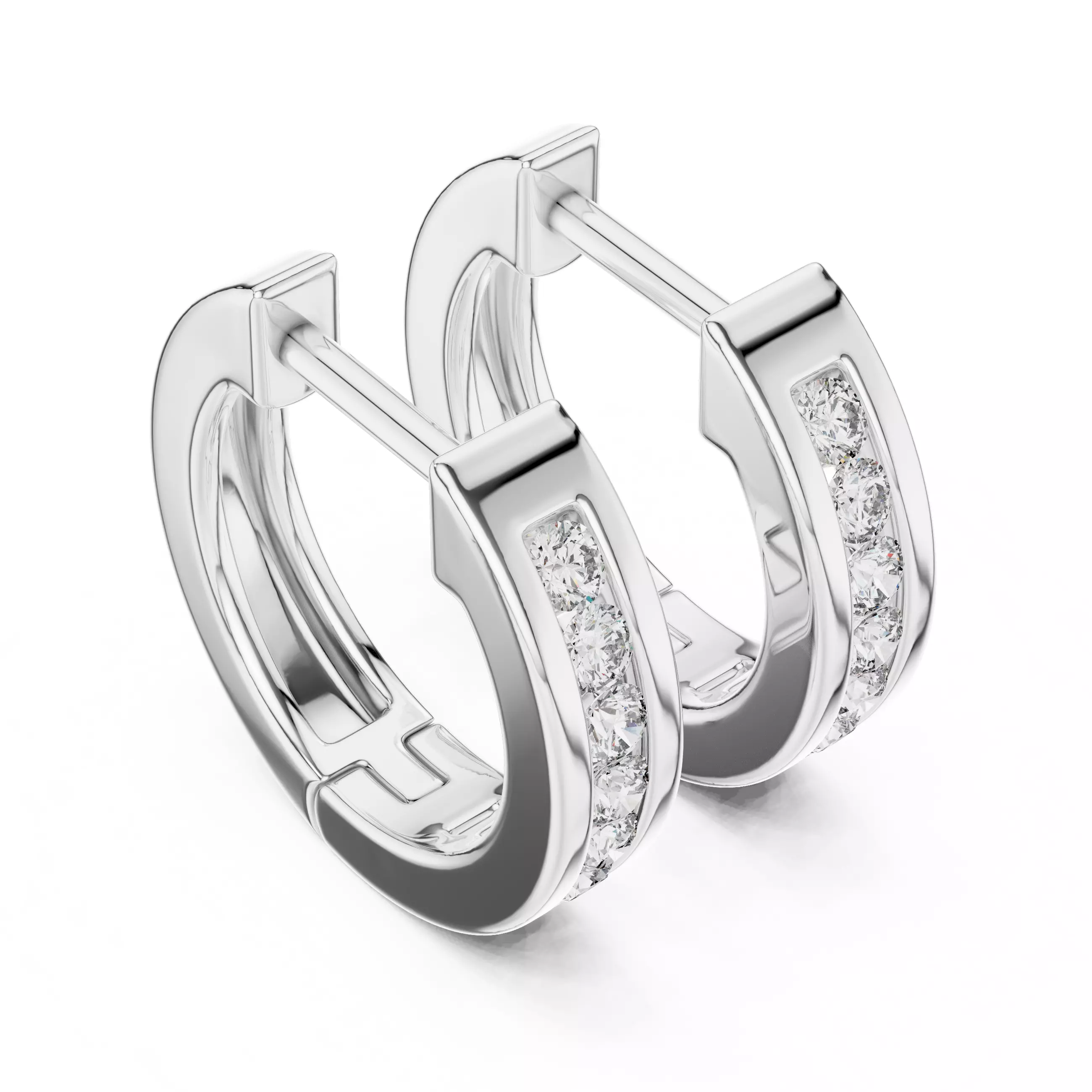 Diamond Hoops Earrings 3dm stl renders animation videos details 3D print model_7