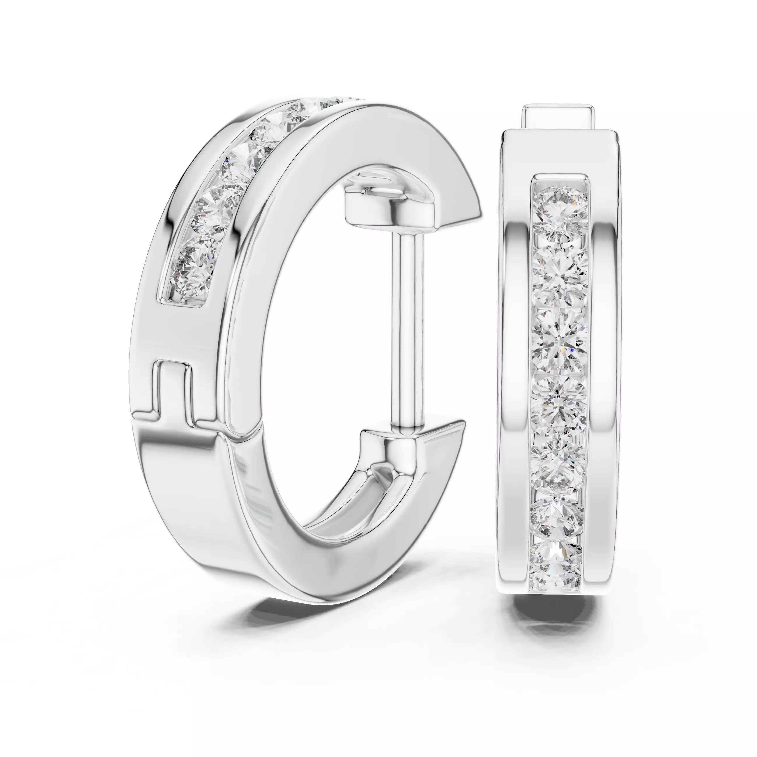 Diamond Hoops Earrings 3dm stl renders animation videos details 3D print model_6