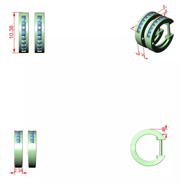 Diamond Hoops Earrings 3dm stl renders animation videos details 3D print model_1