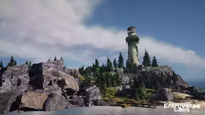 Abandoned Lighthouse Island - Unreal Engine  Low-poly 3D model