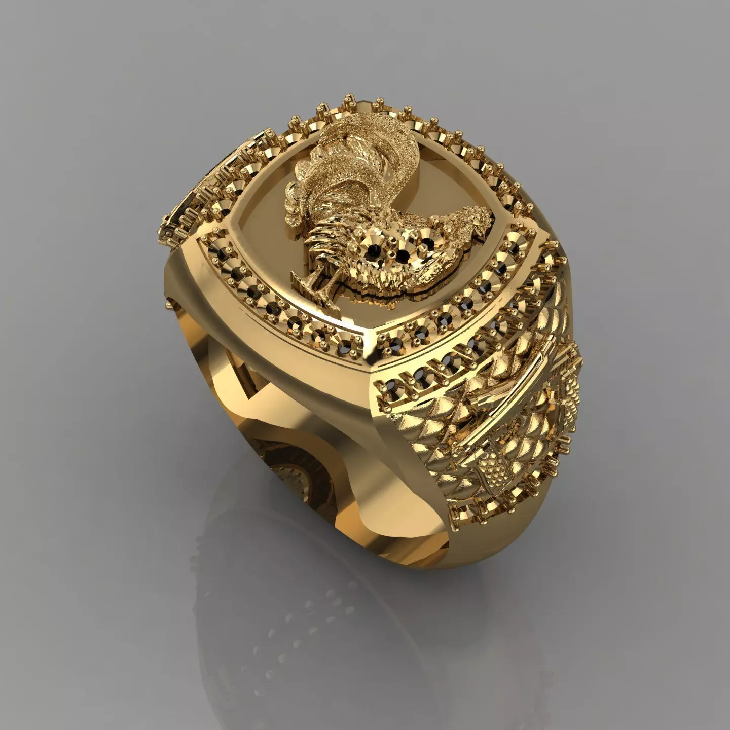 anillo tipo gallo  3D print model_1