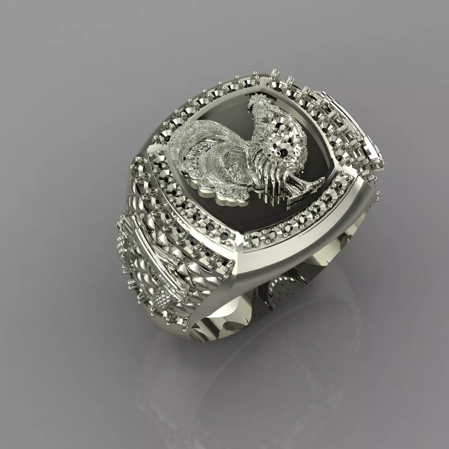 anillo tipo gallo  3D print model_2