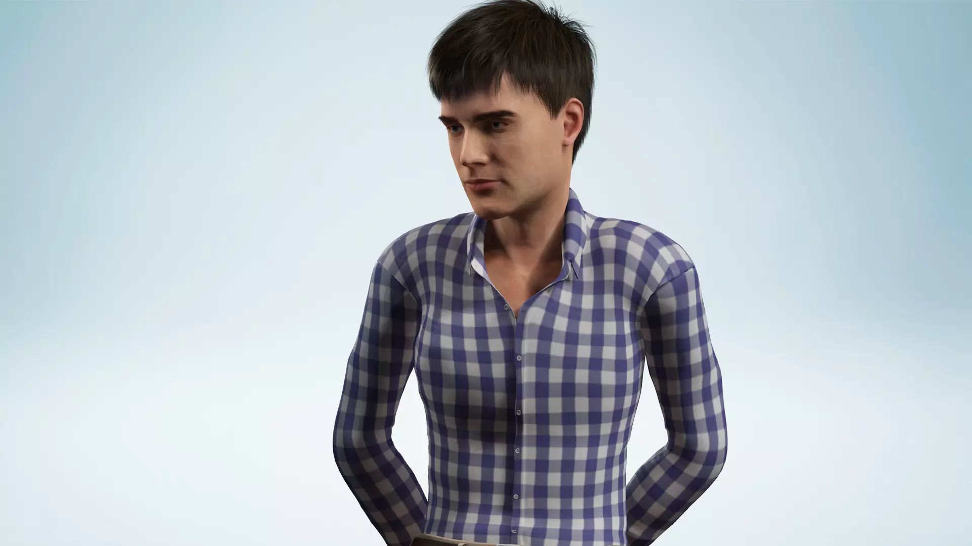 Young Thoughtful 3D Male Character Rigged Low-poly 3D model_5