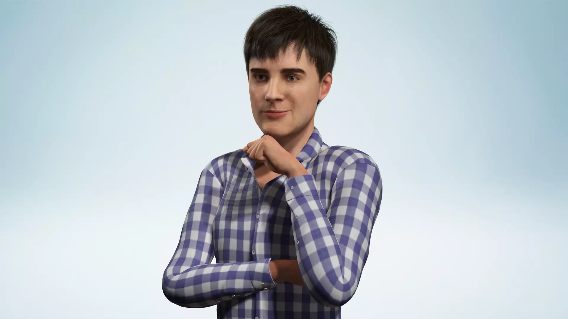 Young Thoughtful 3D Male Character Rigged Low-poly 3D model_9