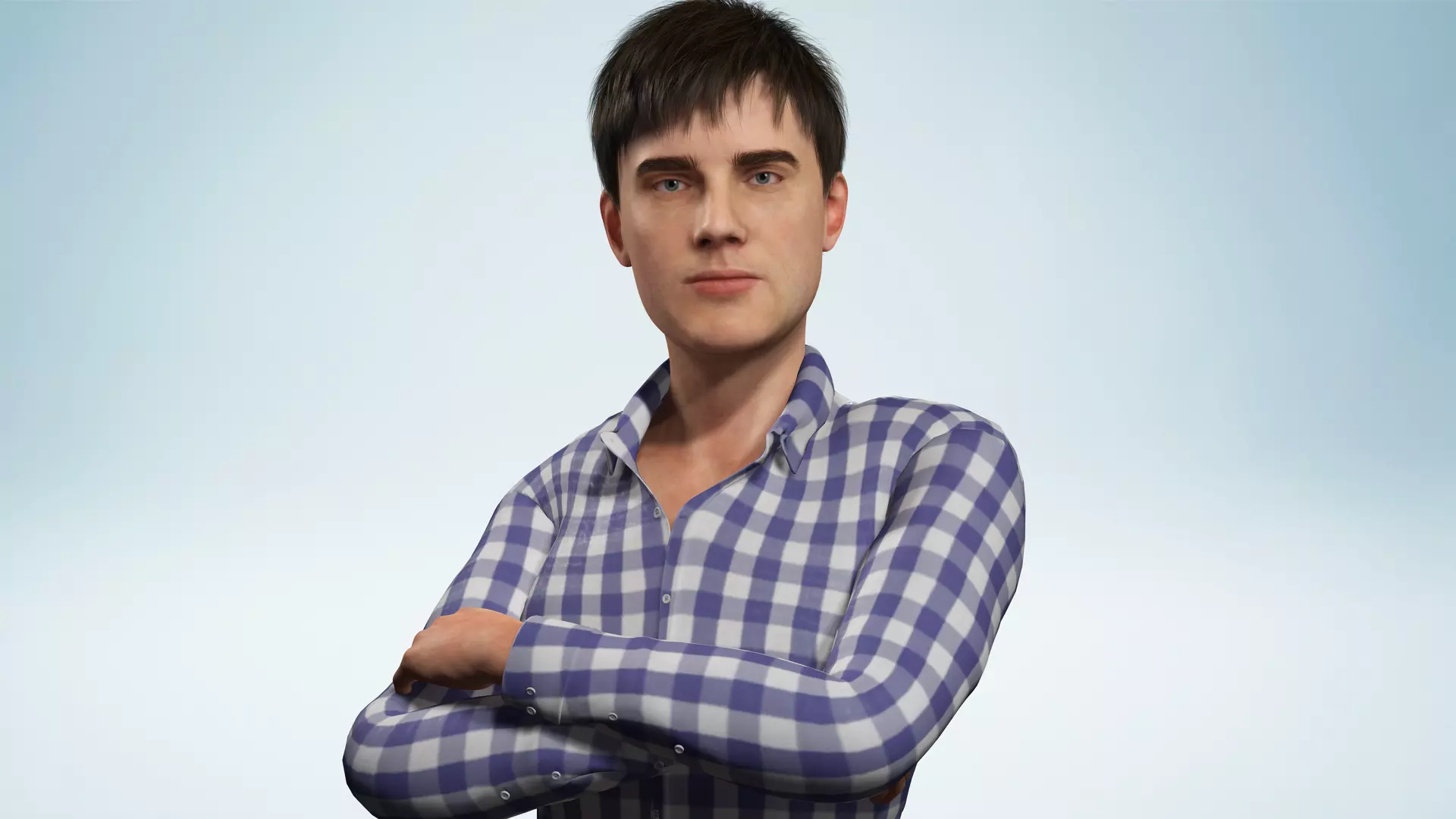 Young Thoughtful 3D Male Character Rigged Low-poly 3D model_10