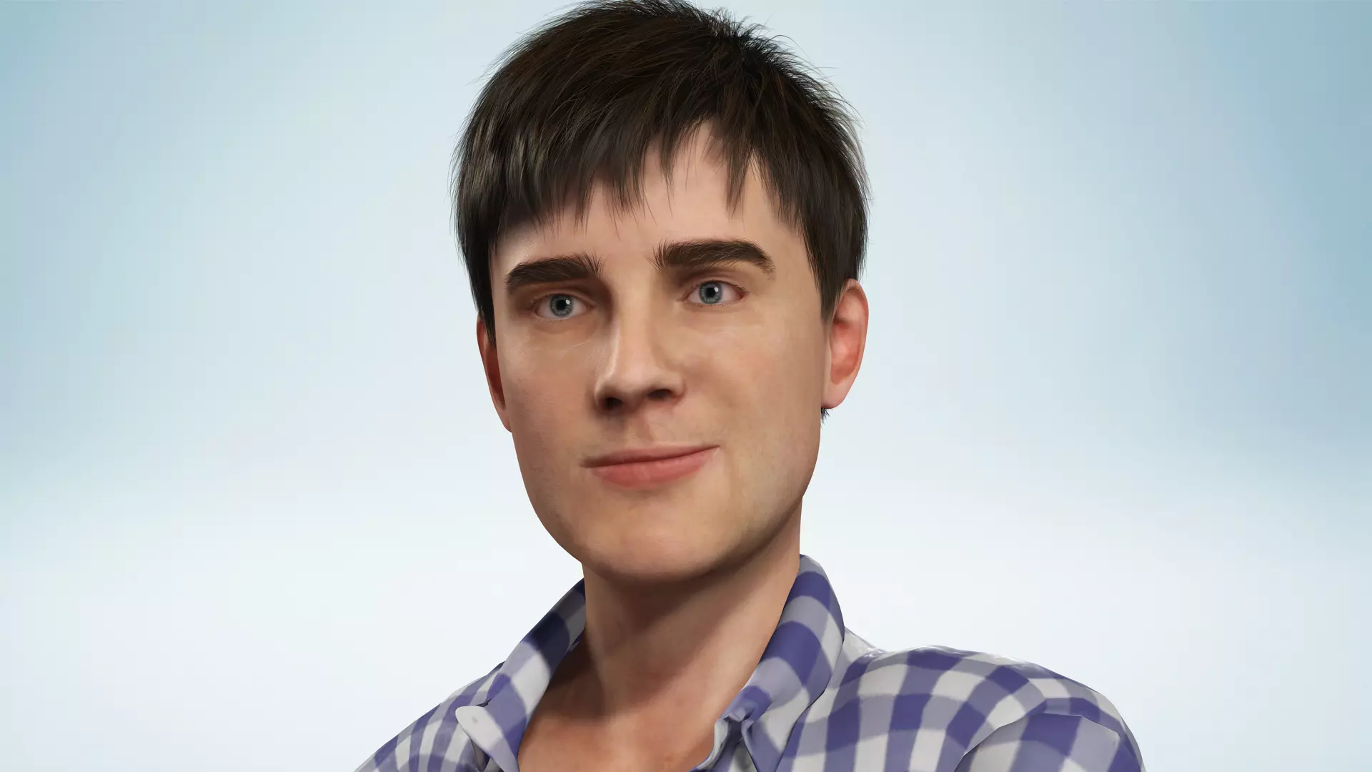 Young Thoughtful 3D Male Character Rigged Low-poly 3D model_8