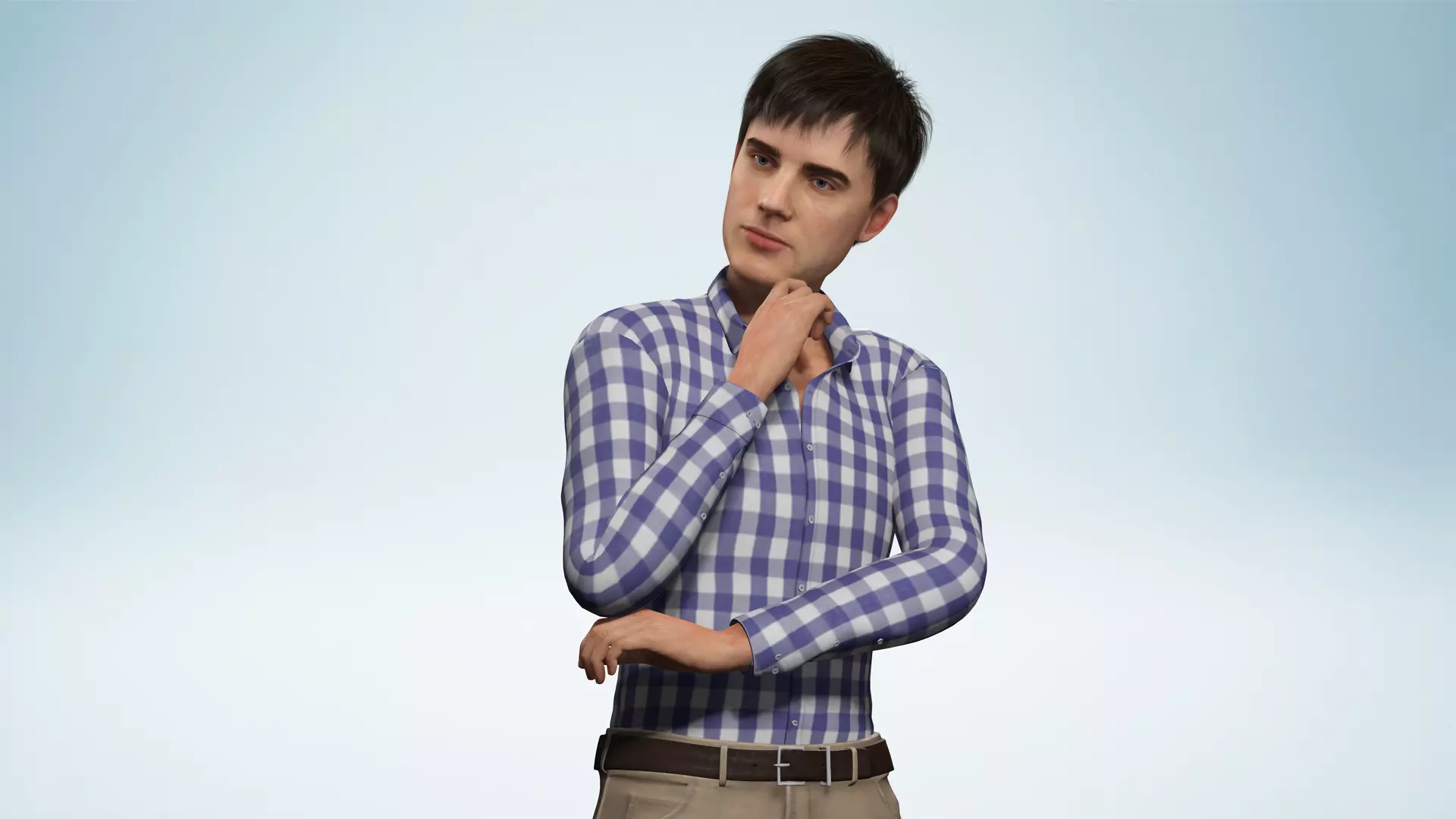 Young Thoughtful 3D Male Character Rigged Low-poly 3D model_2