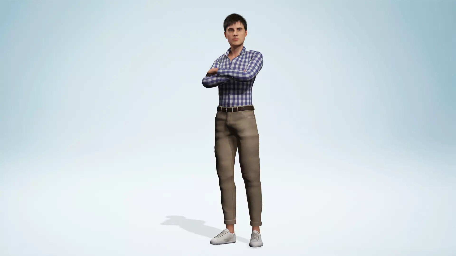 Young Thoughtful 3D Male Character Rigged Low-poly 3D model_1