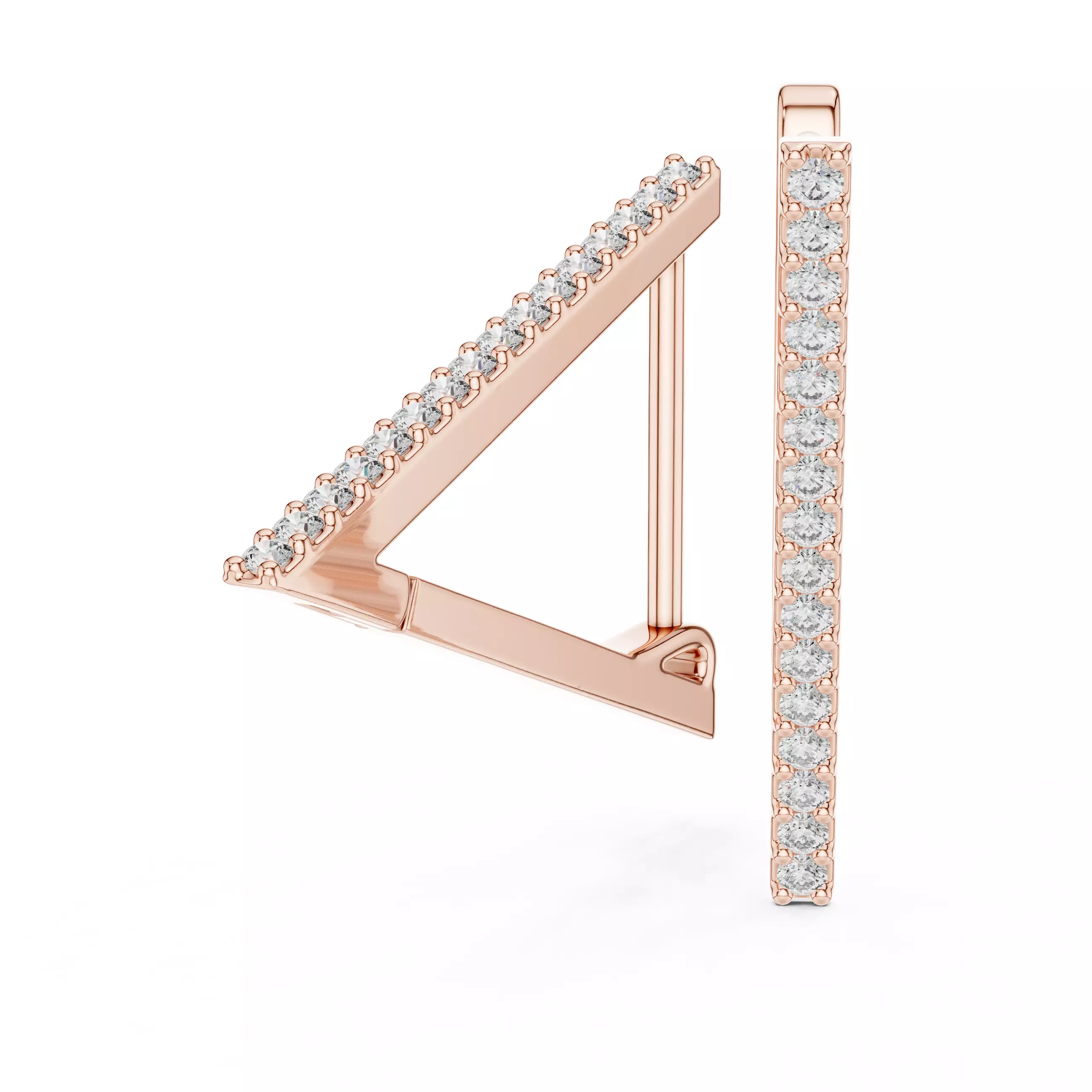 Triangular Diamond Hoops Earrings 3dm stl renders animation 3D print model