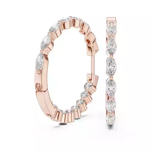 Marquise Diamond Hoops Earrings 3dm stl renders animation videos