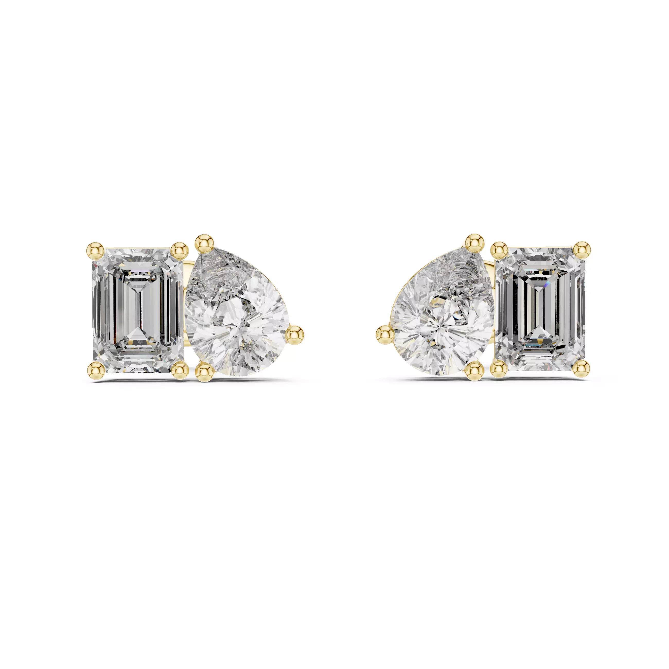 Pear Emerald Diamond Studs Earrings 3dm stl renders videos 3D print model_11