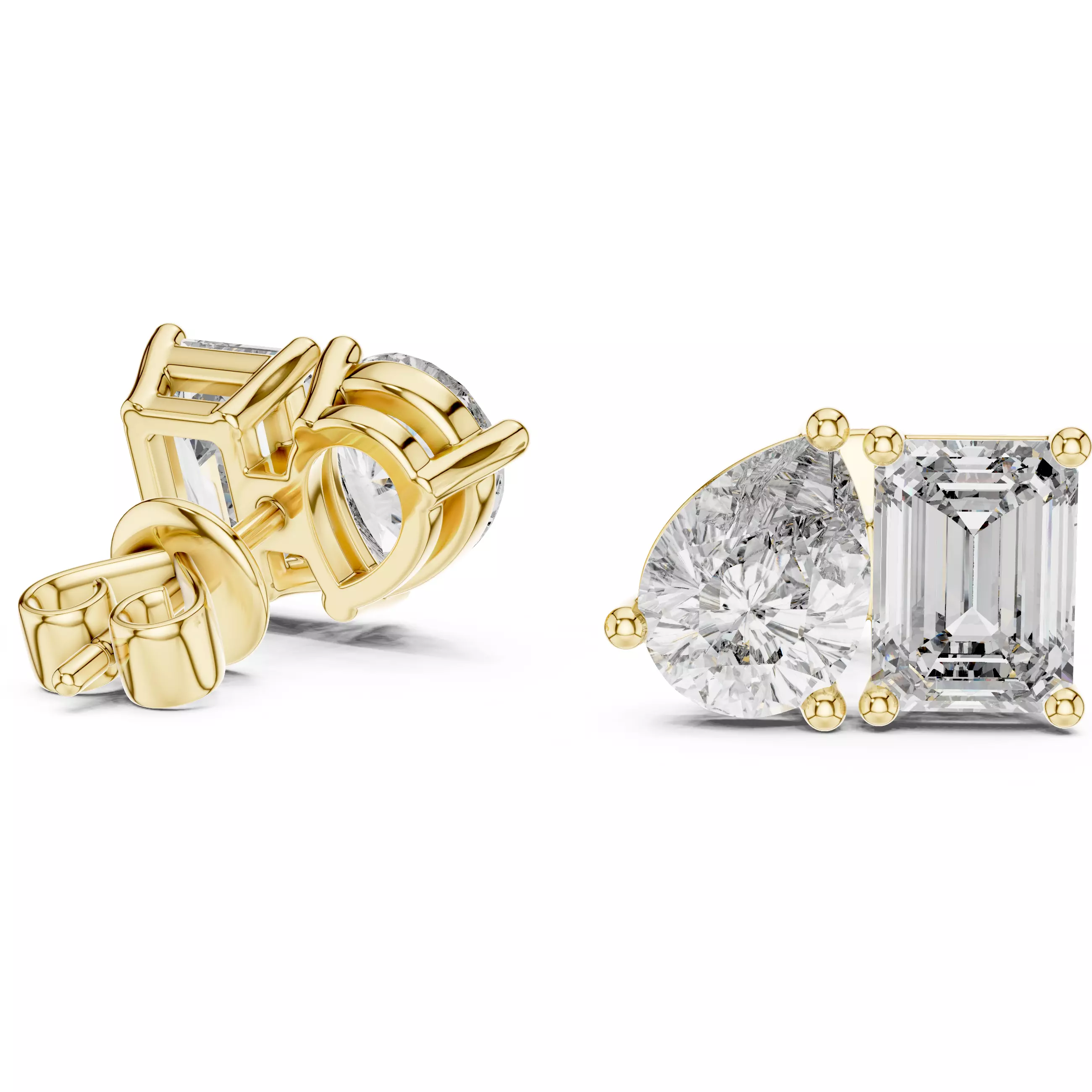 Pear Emerald Diamond Studs Earrings 3dm stl renders videos 3D print model_8