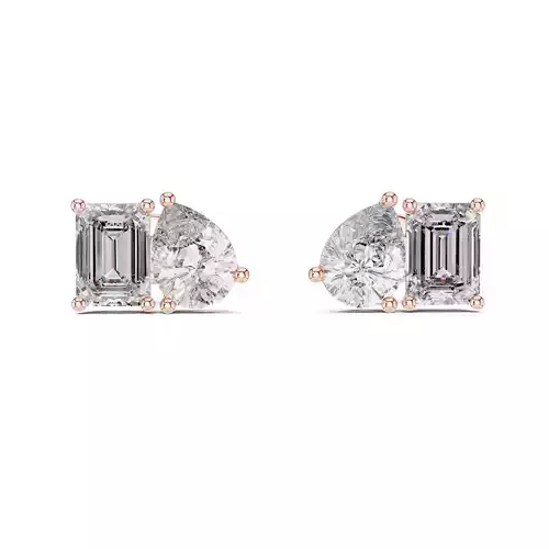 Pear Emerald Diamond Studs Earrings 3dm stl renders videos