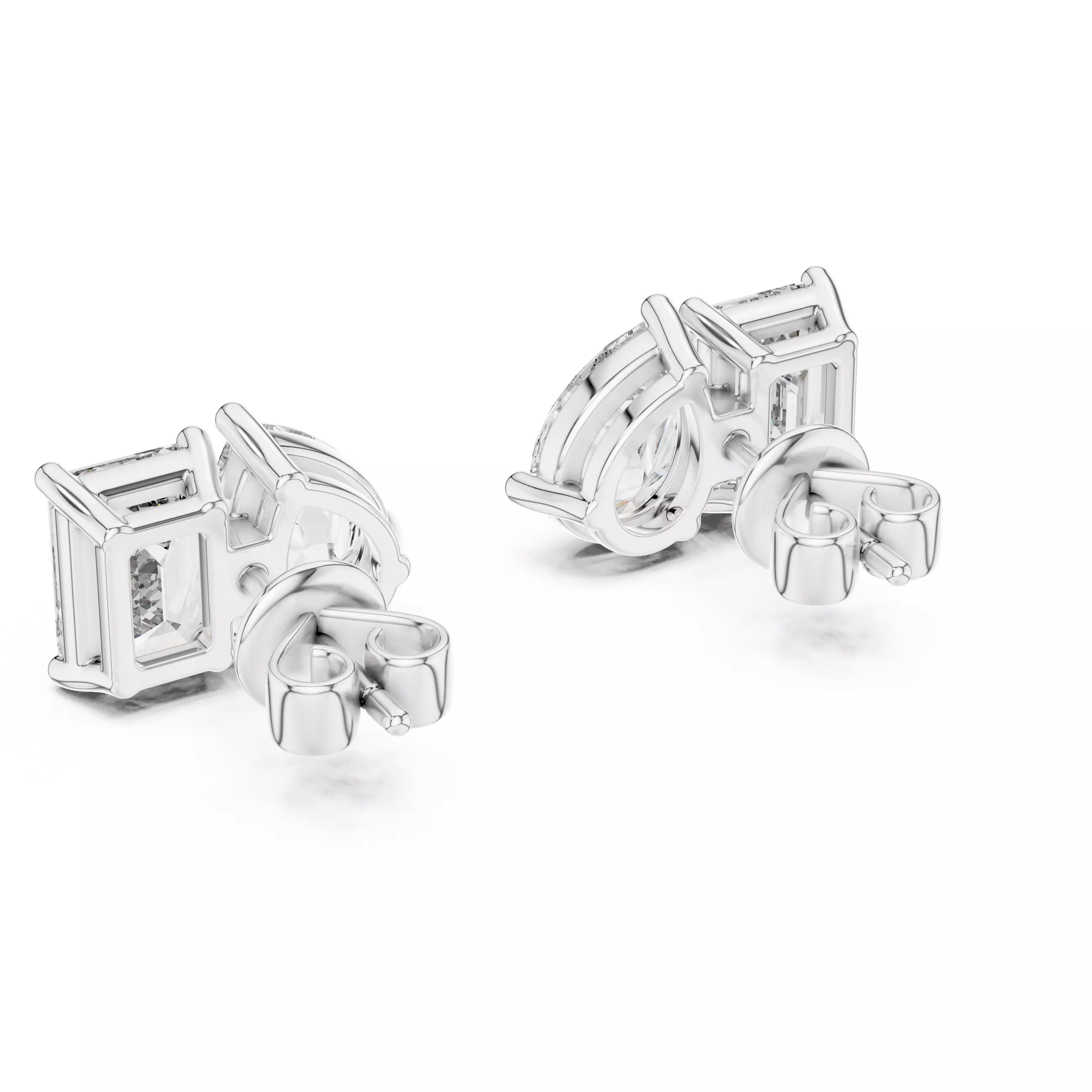 Pear Emerald Diamond Studs Earrings 3dm stl renders videos 3D print model_6