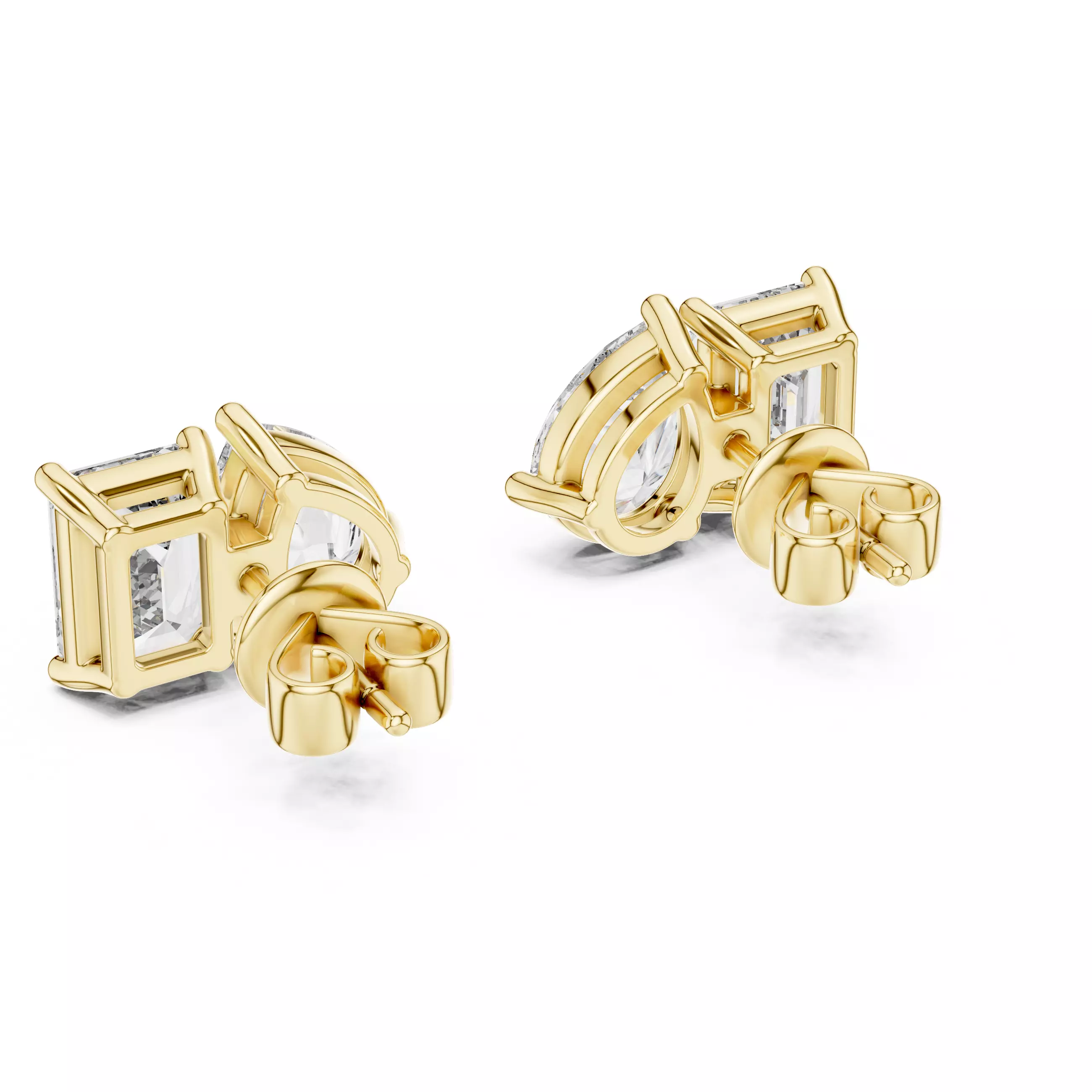 Pear Emerald Diamond Studs Earrings 3dm stl renders videos 3D print model_10