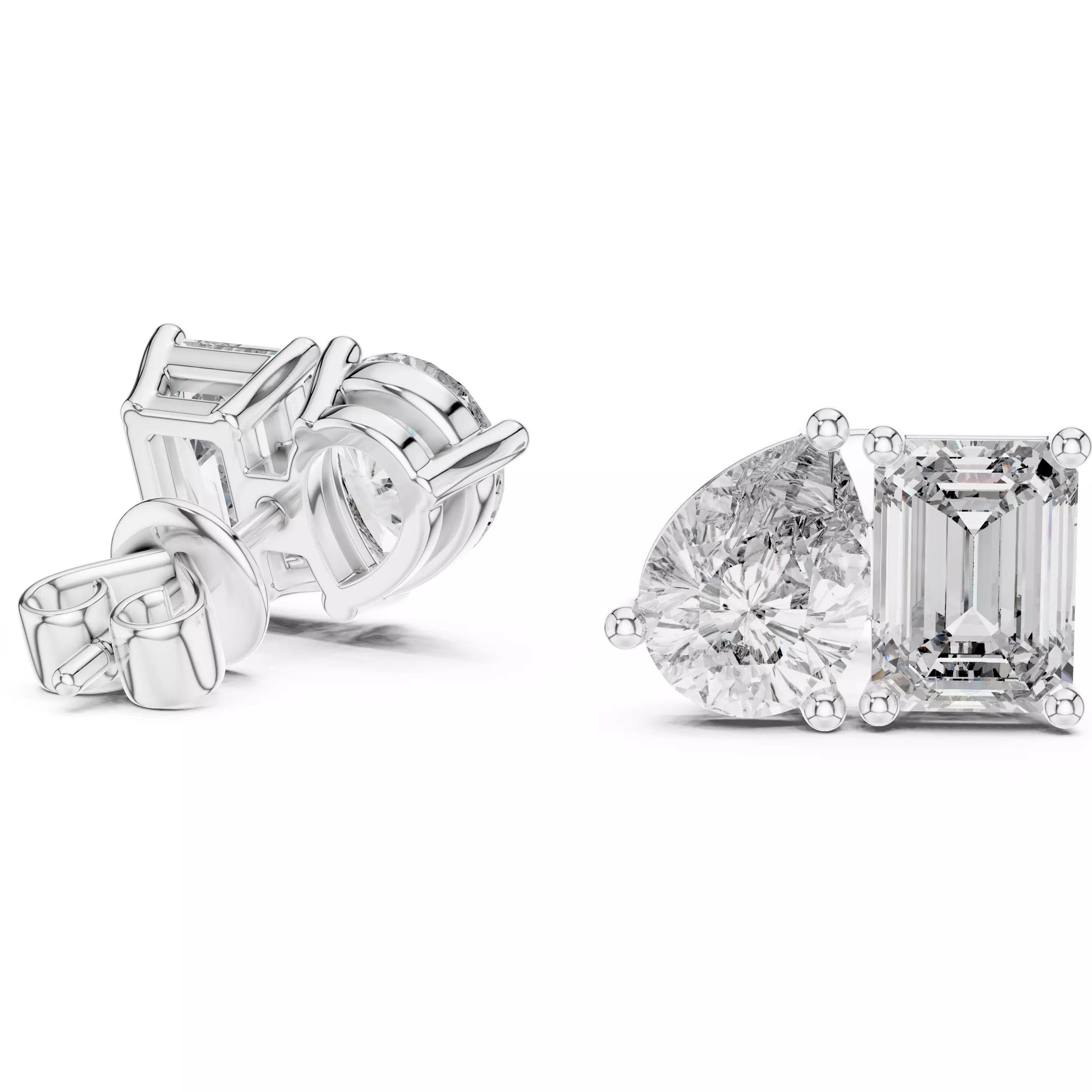 Pear Emerald Diamond Studs Earrings 3dm stl renders videos 3D print model_4