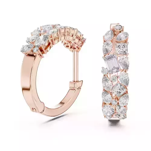 Diamond Hoops Earrings 3dm stl renders animation videos details 3D print model