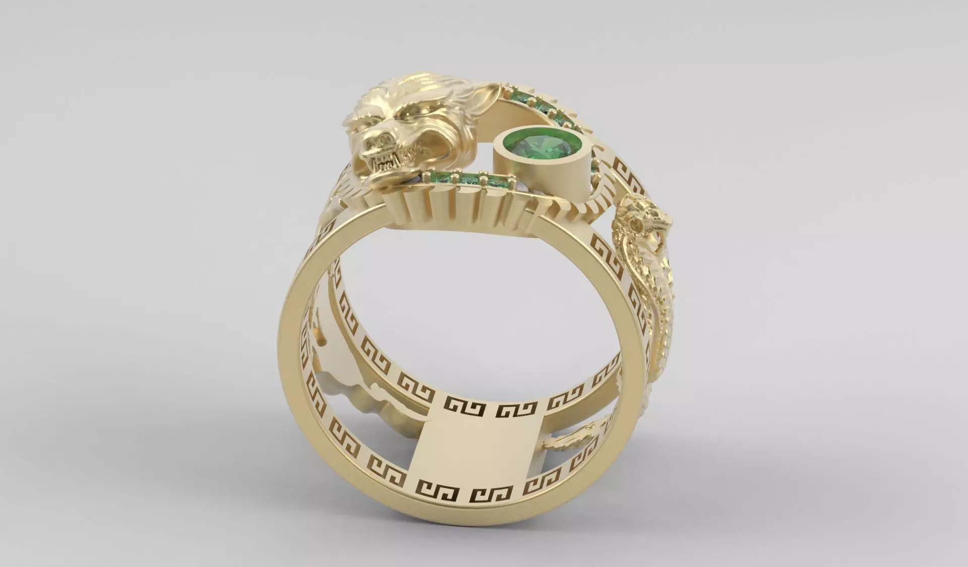 Ring men wolf horse cobra together 3D print model_18