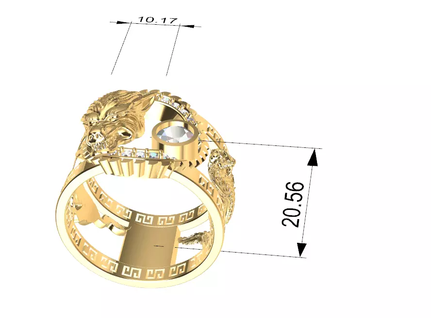 Ring men wolf horse cobra together 3D print model_27