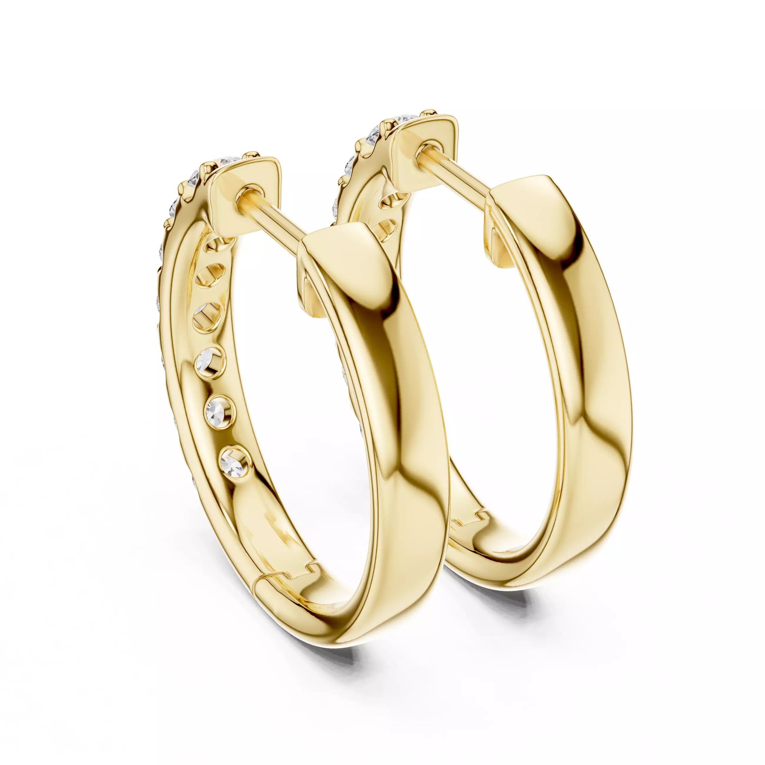 Diamond Hoops Earrings 3dm stl renders animation videos details 3D print model_10