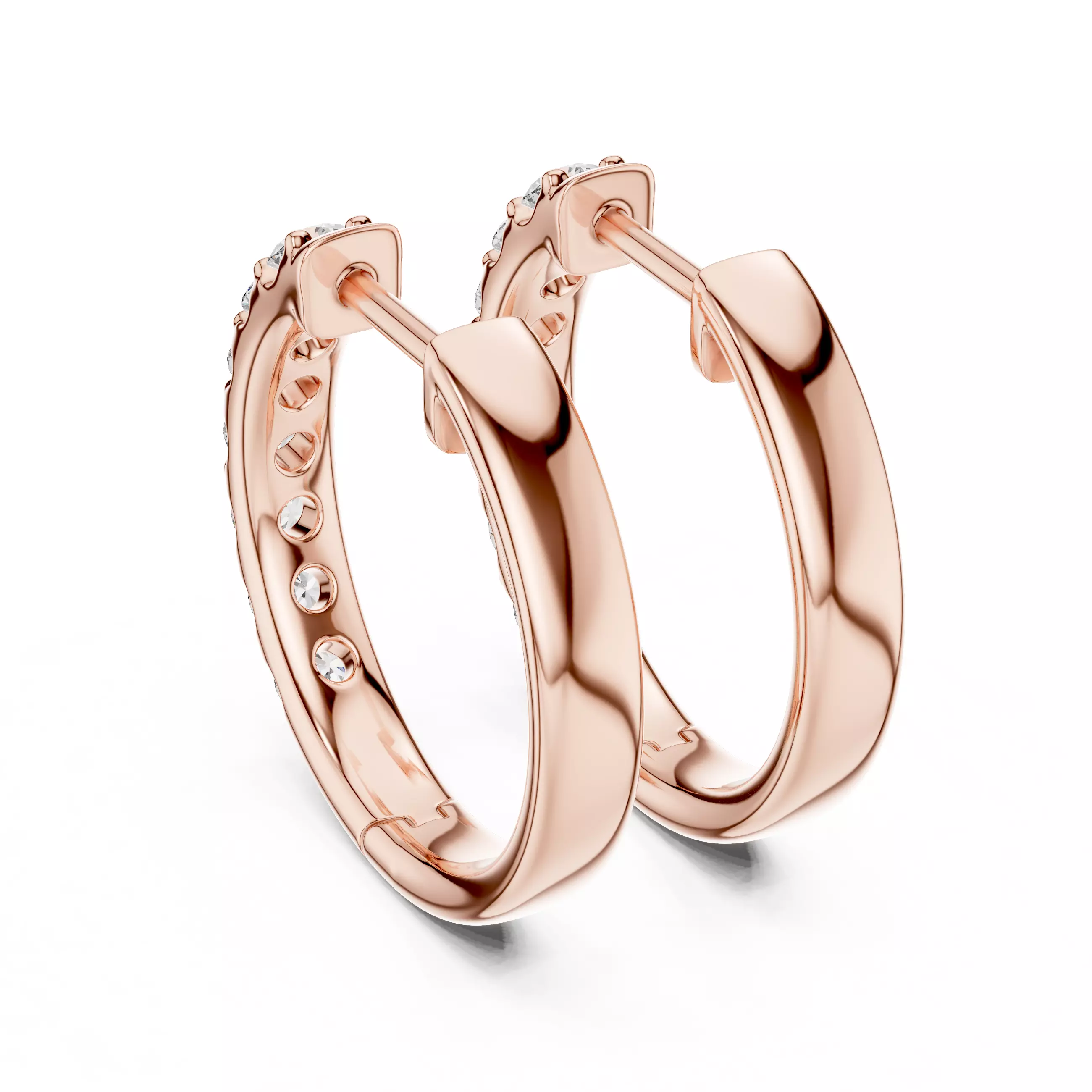 Diamond Hoops Earrings 3dm stl renders animation videos details 3D print model_2