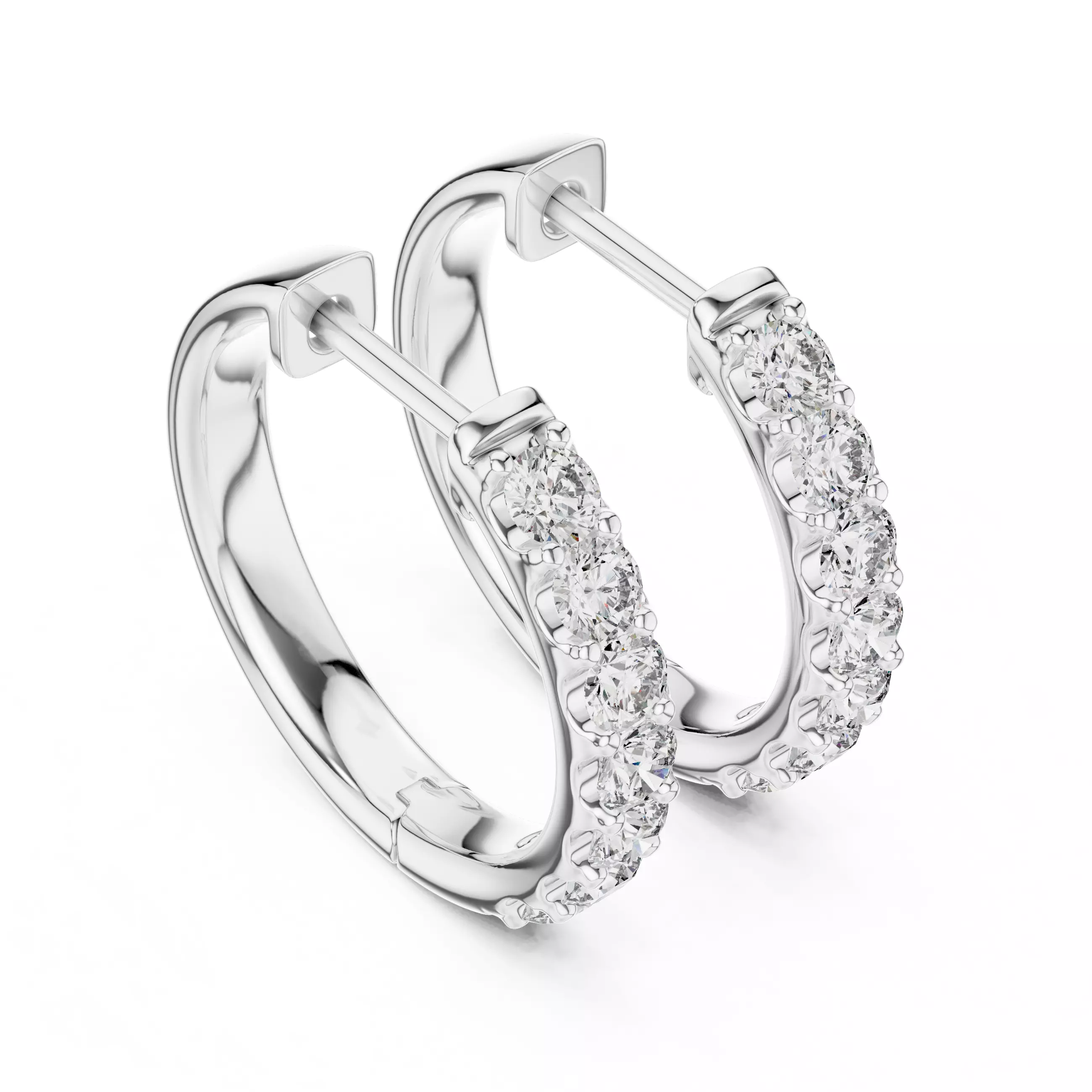 Diamond Hoops Earrings 3dm stl renders animation videos details 3D print model_5