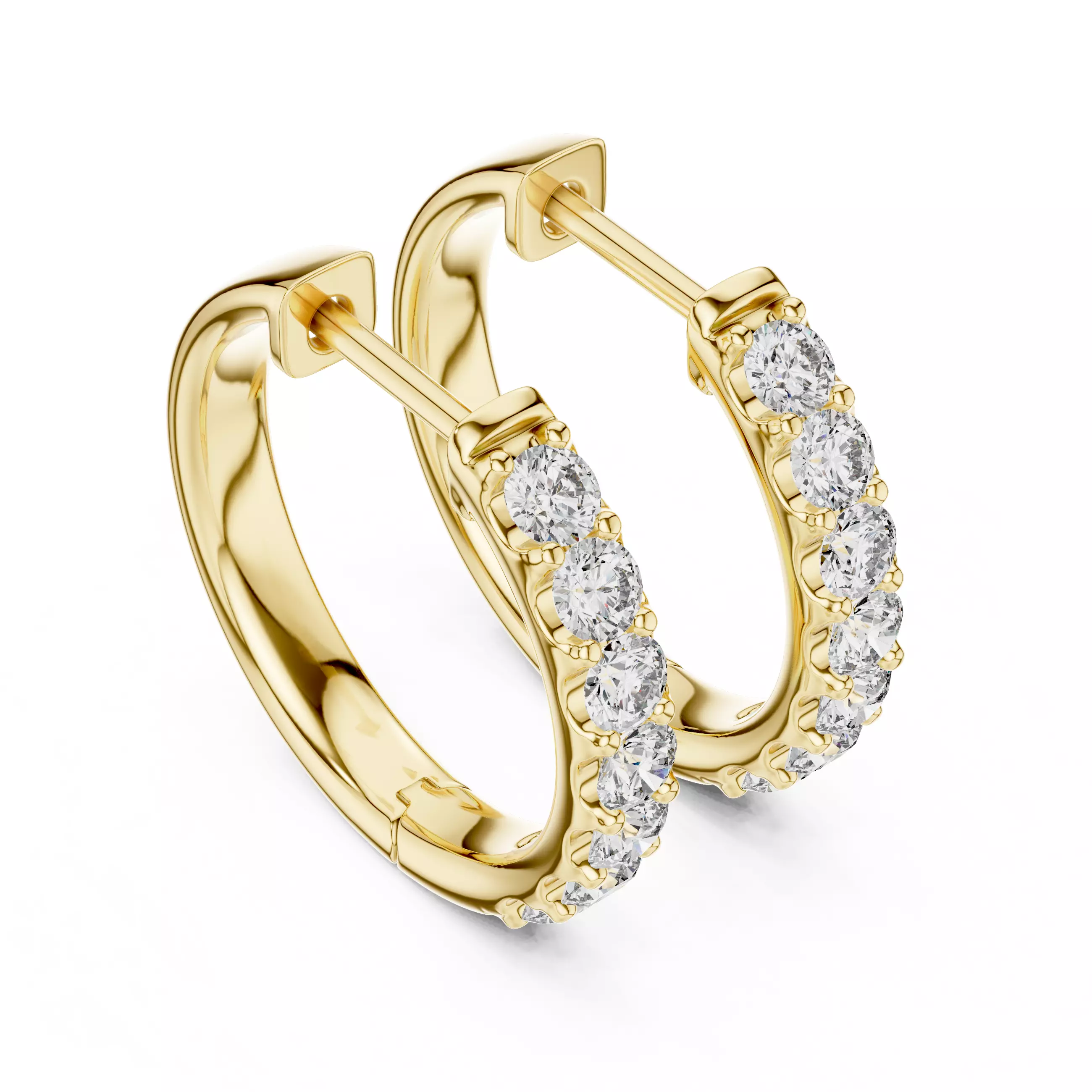 Diamond Hoops Earrings 3dm stl renders animation videos details 3D print model_9